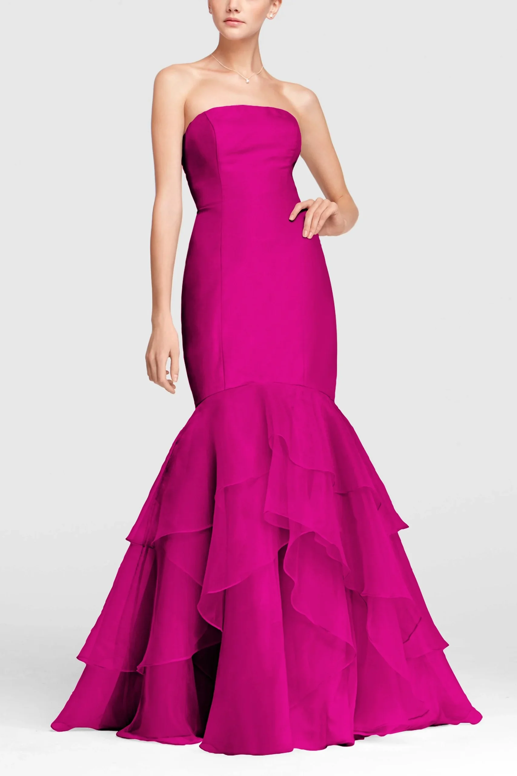 Strapless Fit and Flare Organza Dress