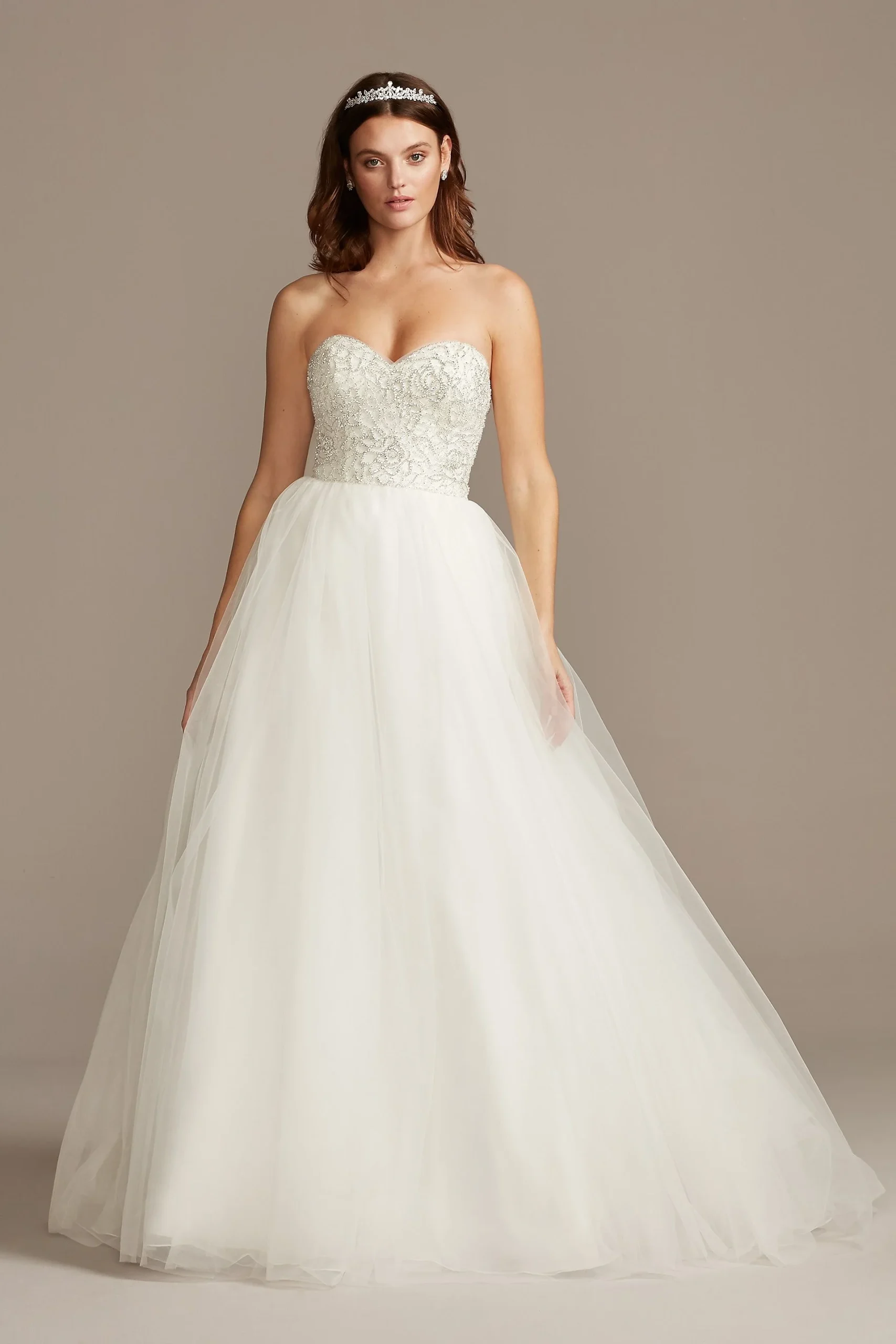 Strapless Floral Bodice Wedding Dress