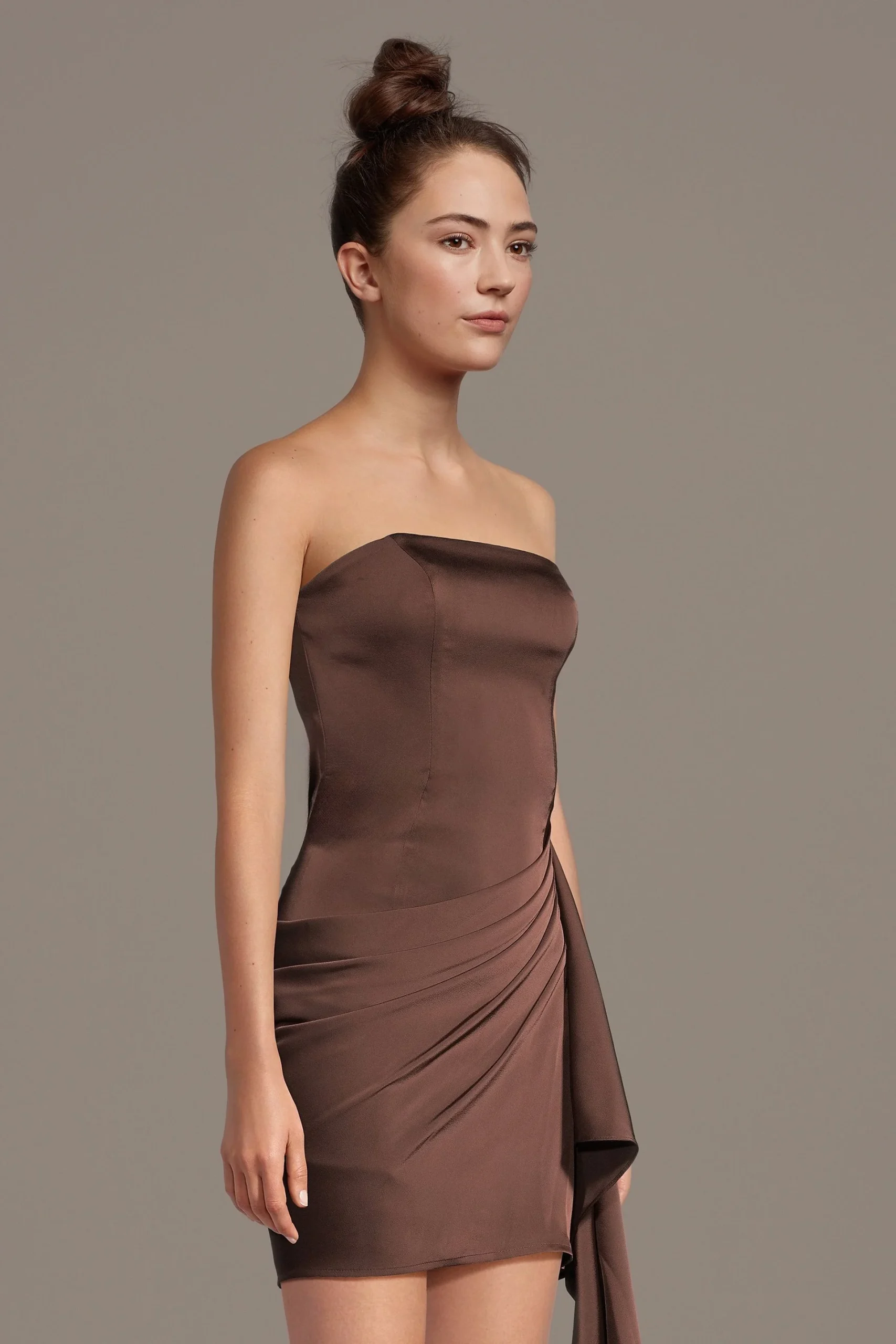 Strapless Matte Satin Mini Dress