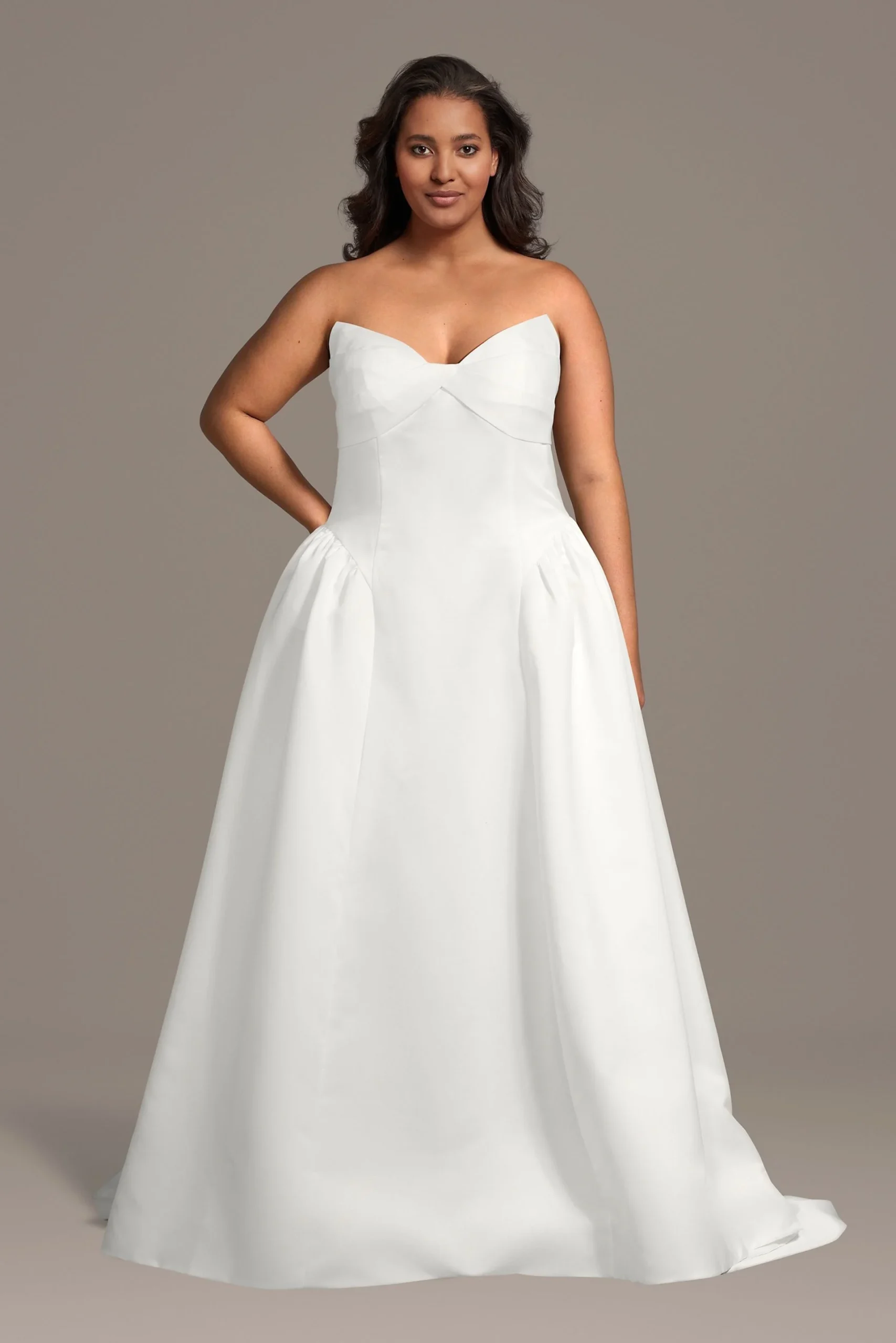 Strapless Pointed Sweetheart Satin Ball Gown