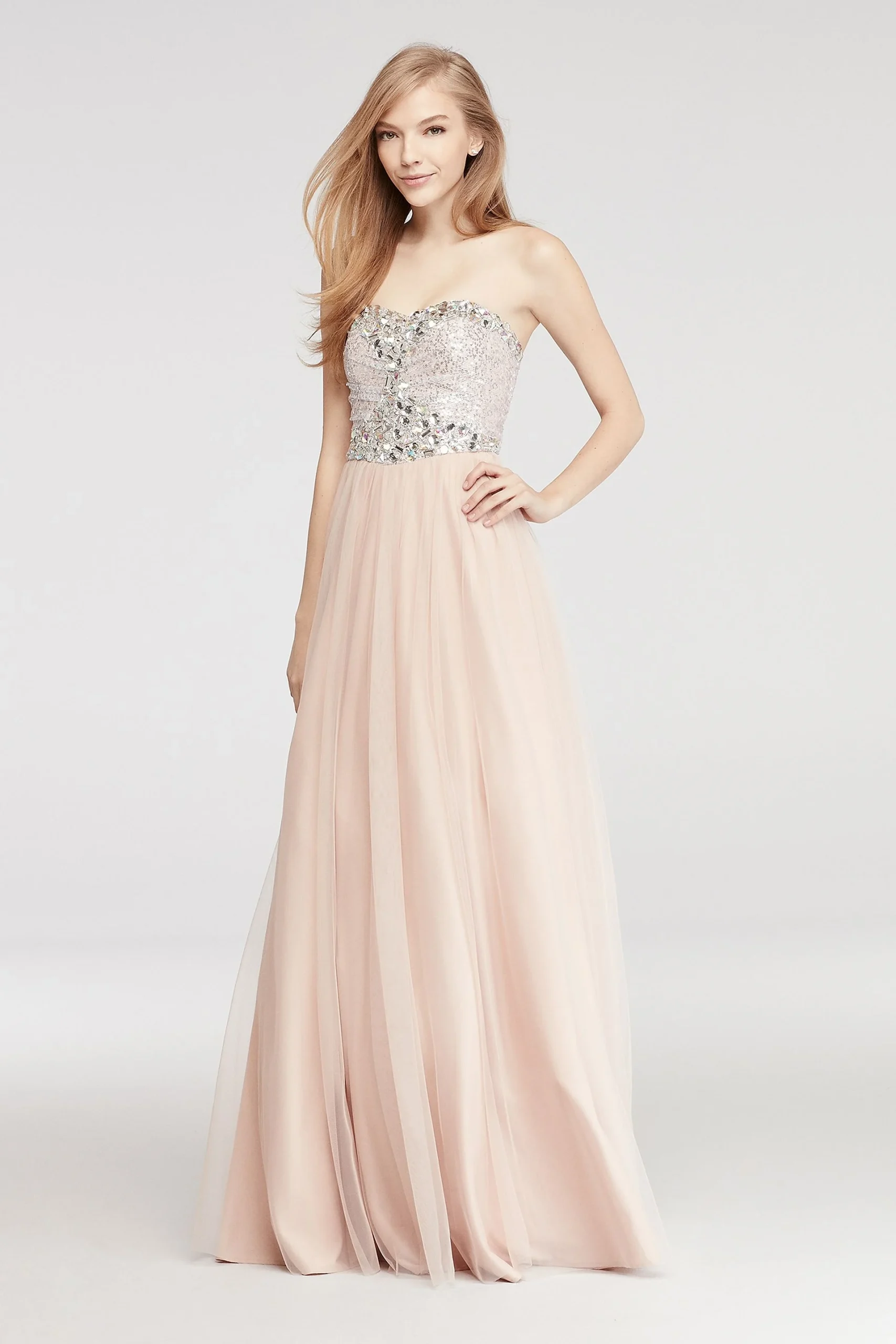 Strapless Prom Dress with Sequin Beaded Bodice