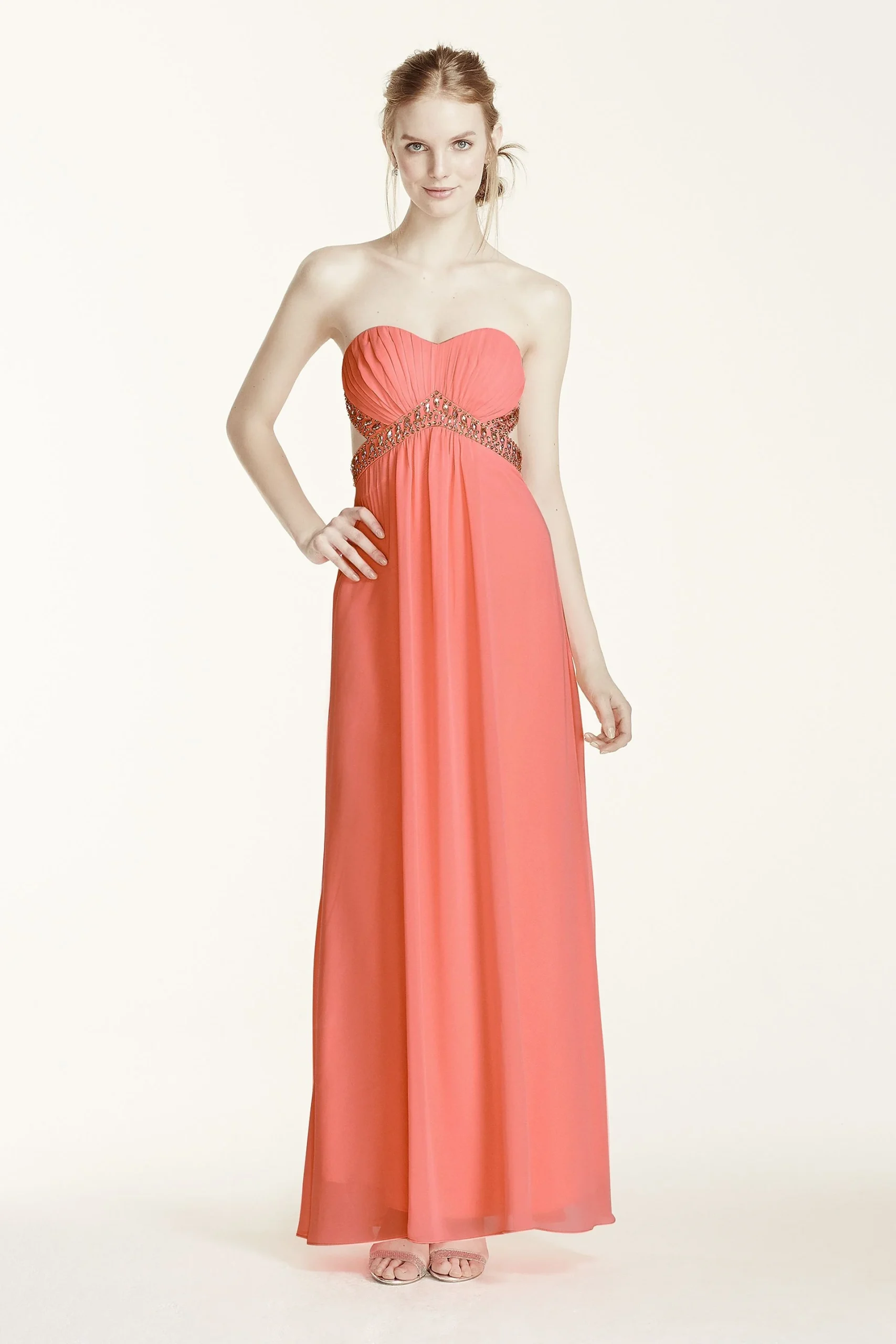 Strapless Ruched Bodice Open Back Dress