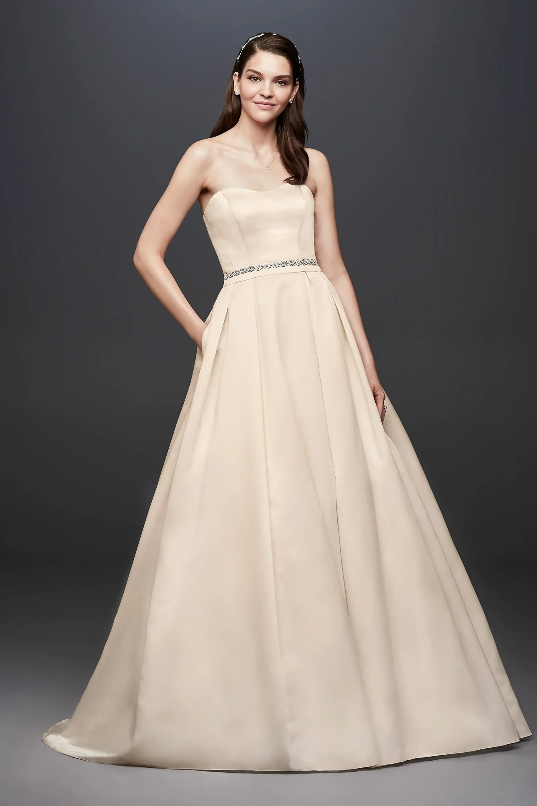 Strapless Satin Ball Gown Wedding Dress
