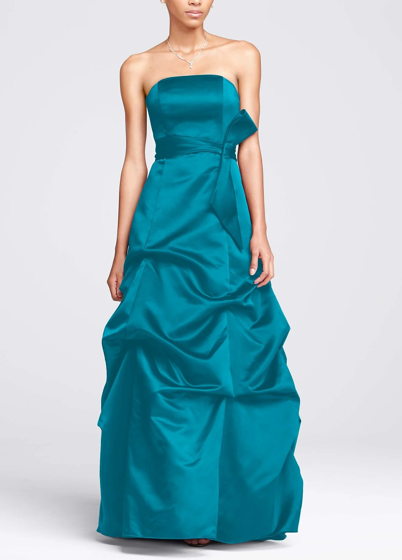 Strapless Satin Ballgown with Pick-up and Sash