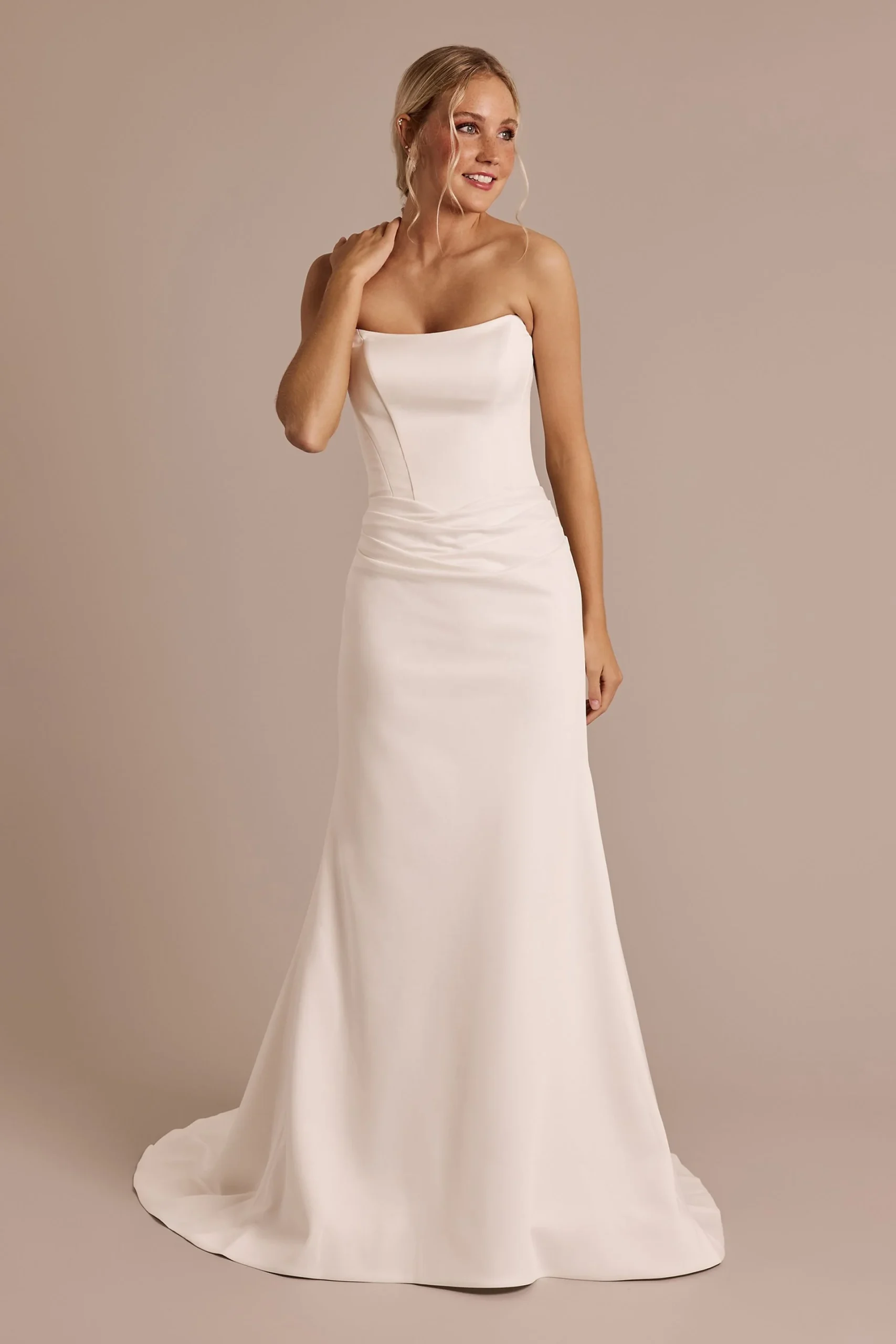 Strapless Satin Draped Mermaid Wedding Dress
