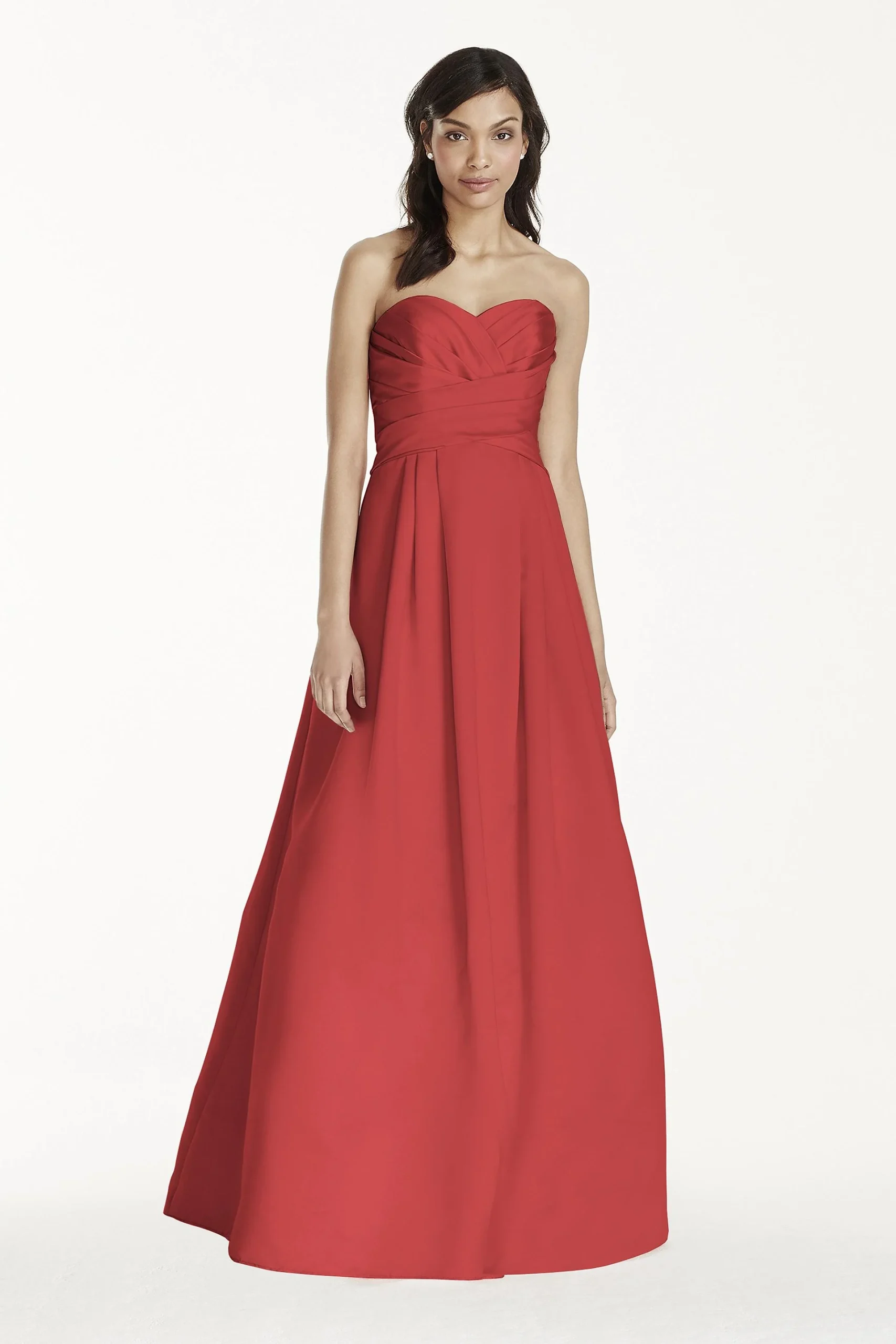 Strapless Satin Pleated Bodice Ball Gown