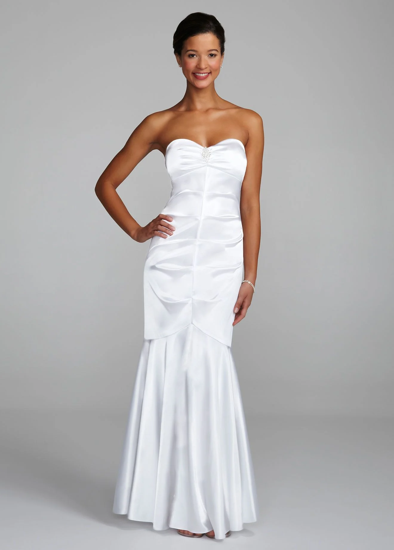 Strapless Stretch Charmeuse Fit to Flare Skirt