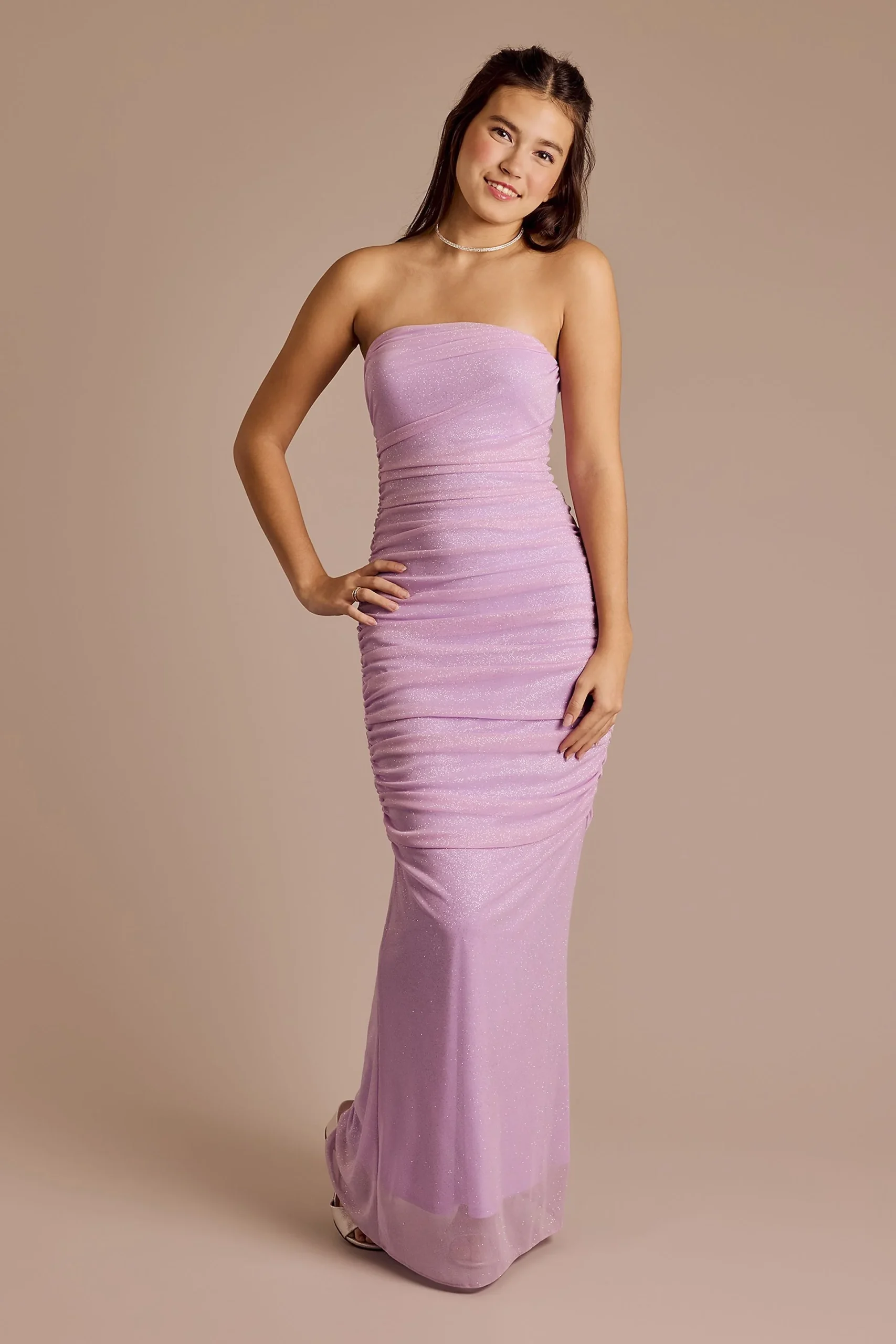 Strapless Stretch Glitter Sheath Dress