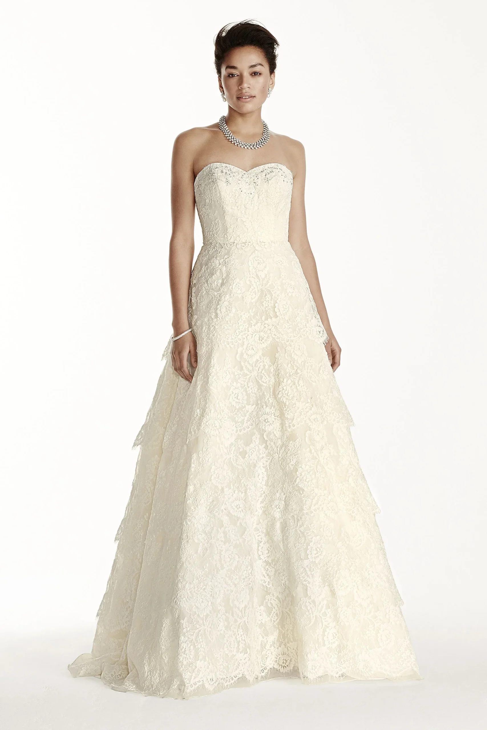Strapless Sweetheart Beaded Lace A-line Dress