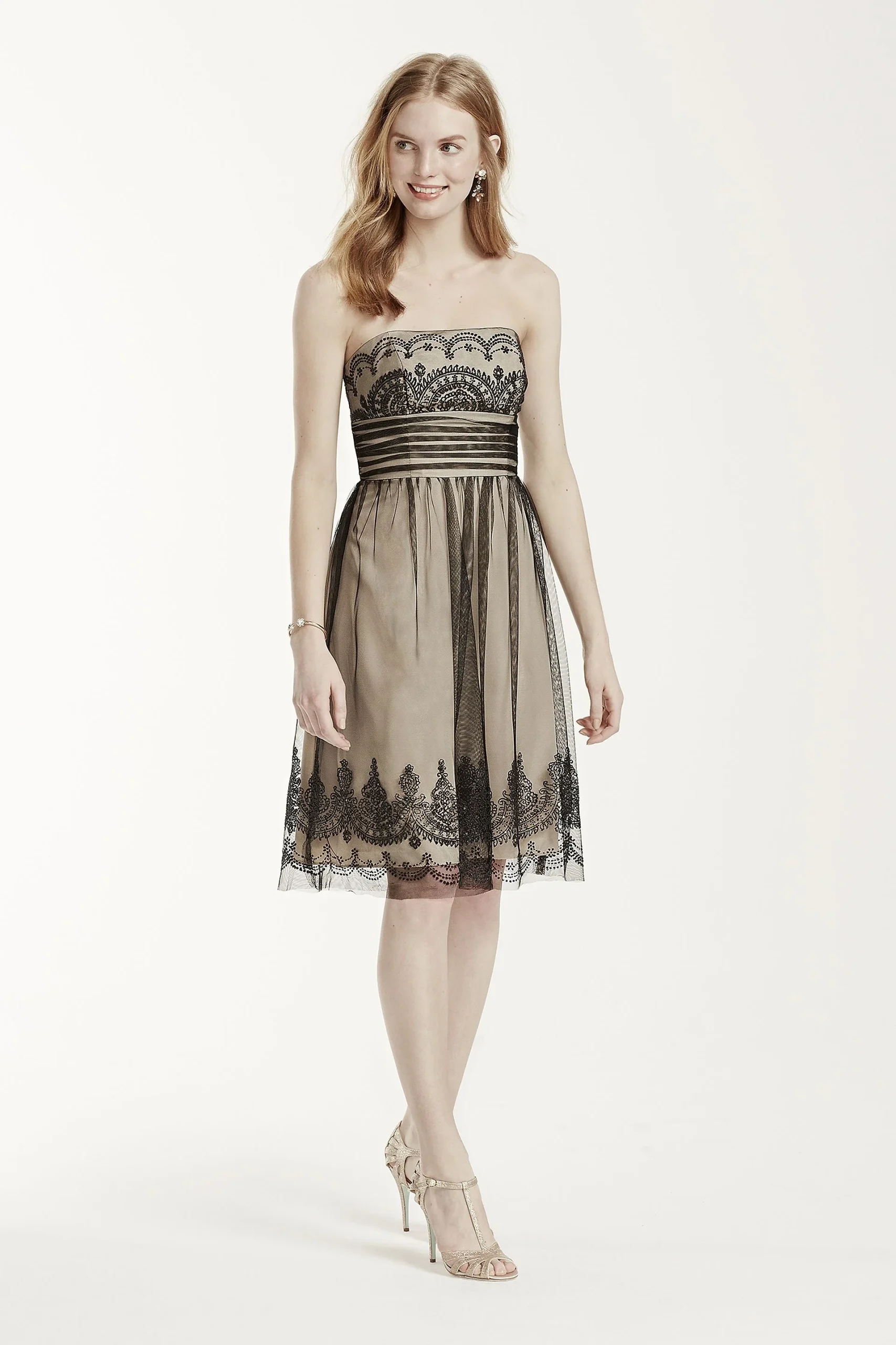 Strapless Tulle Dress with Caviar Beading