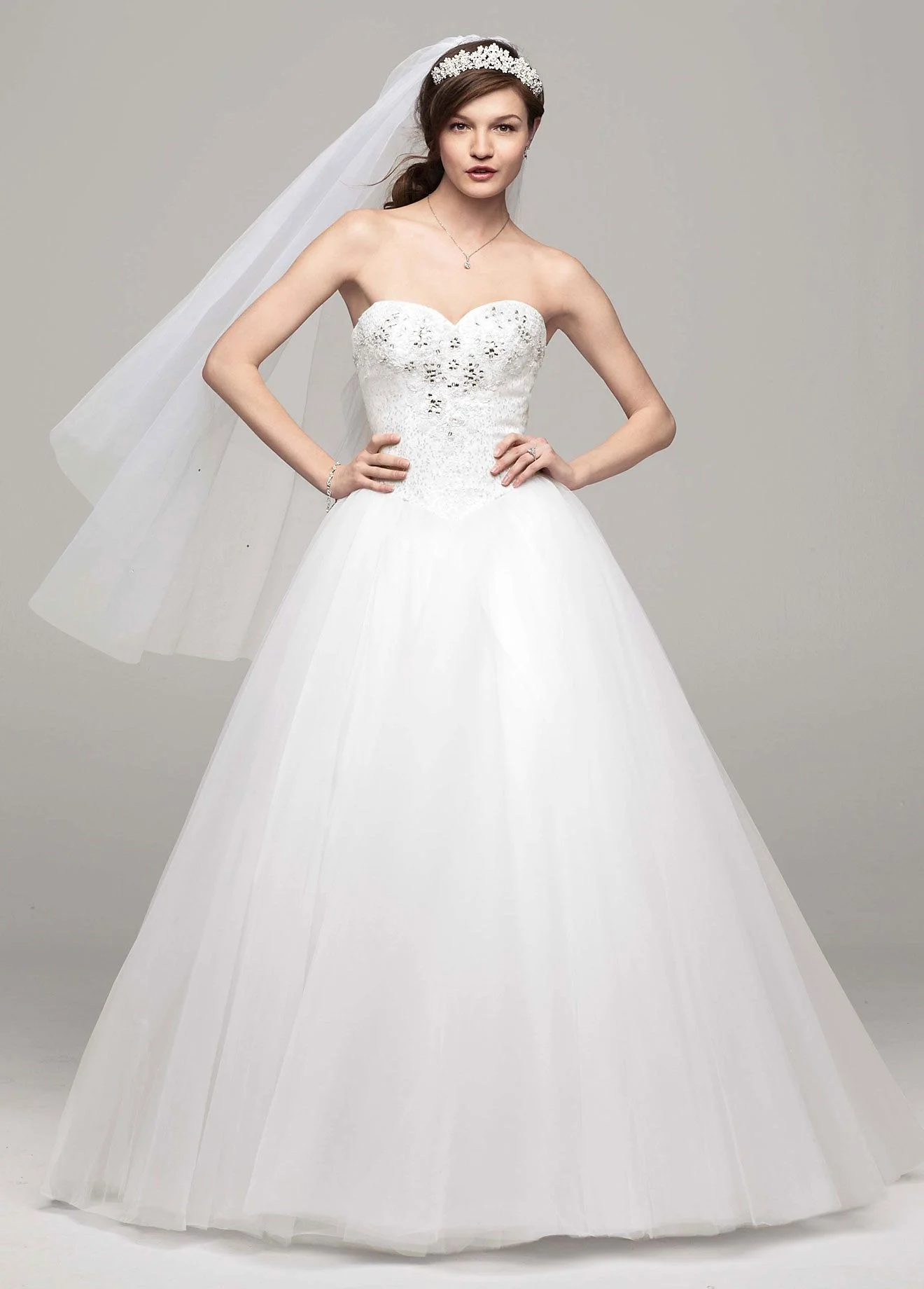 Strapless Tulle Wedding Dress with Beaded Bodice