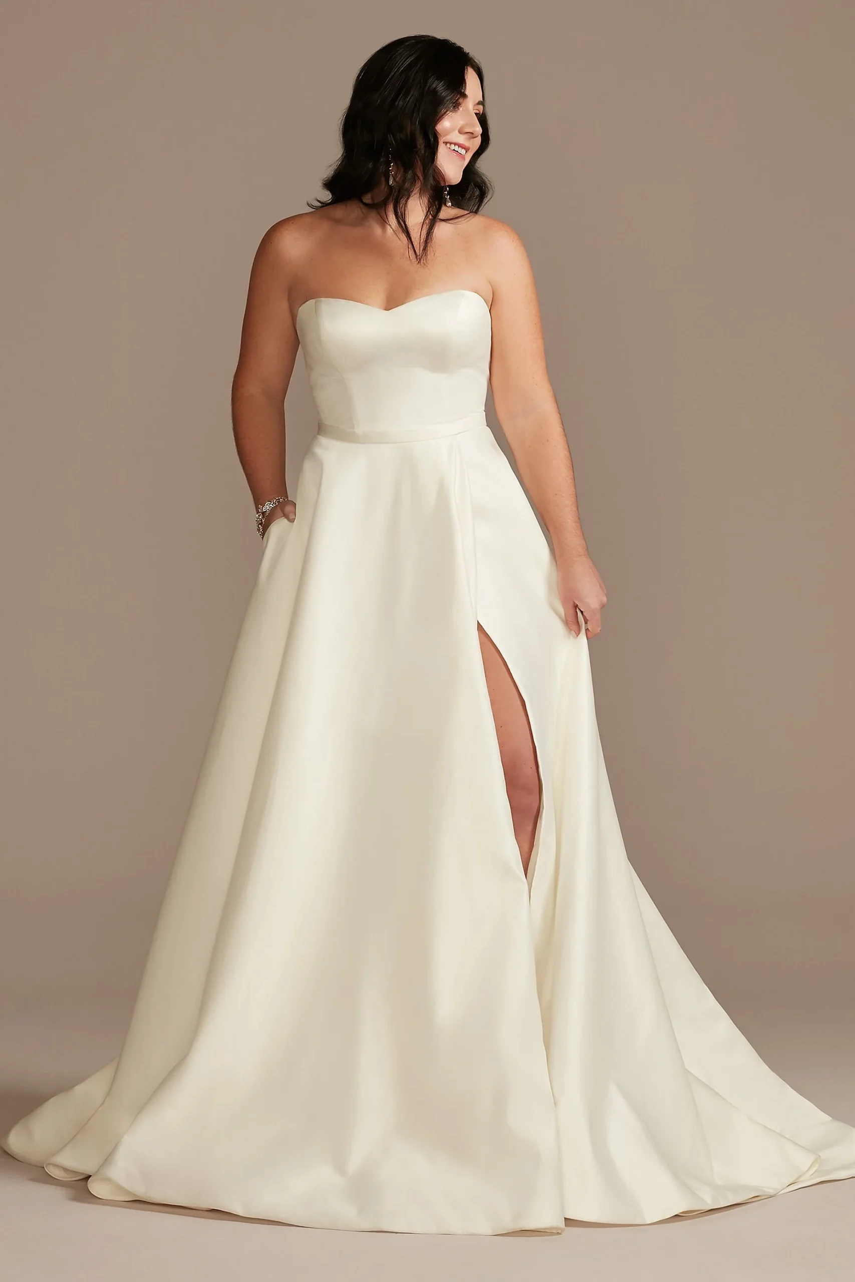 Strapless Wedding Dress with Skirt Slit
