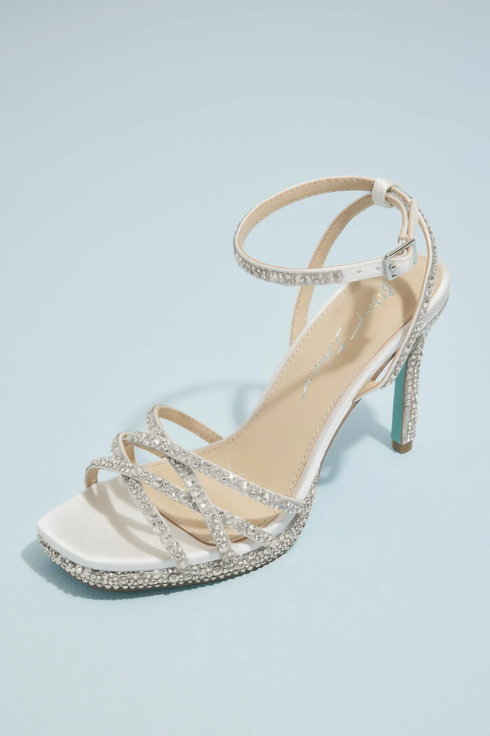Strappy Crystal Micro-Platform Stiletto Heels