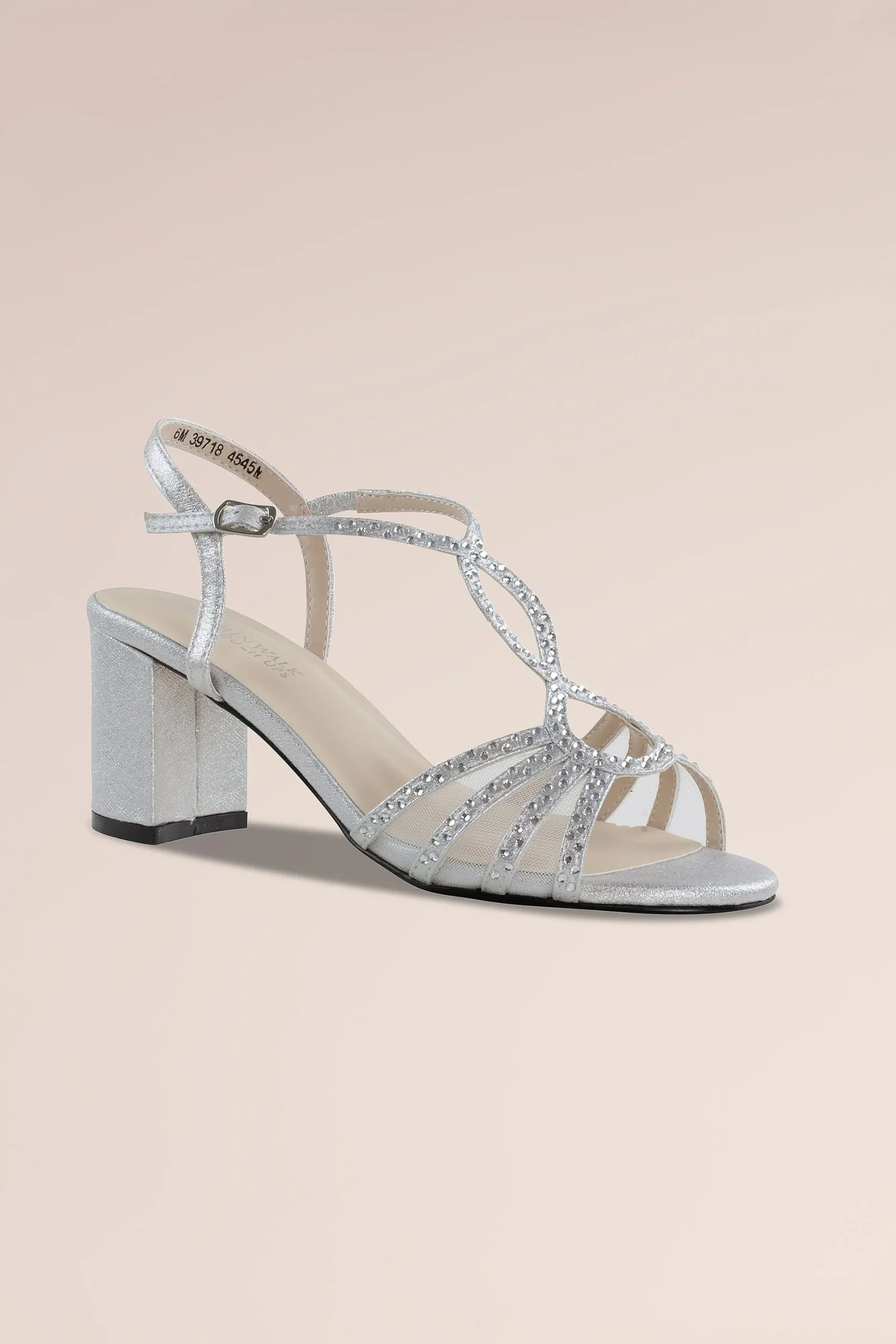 Strappy Midi Block Heel Sandals with Stoned Vamp