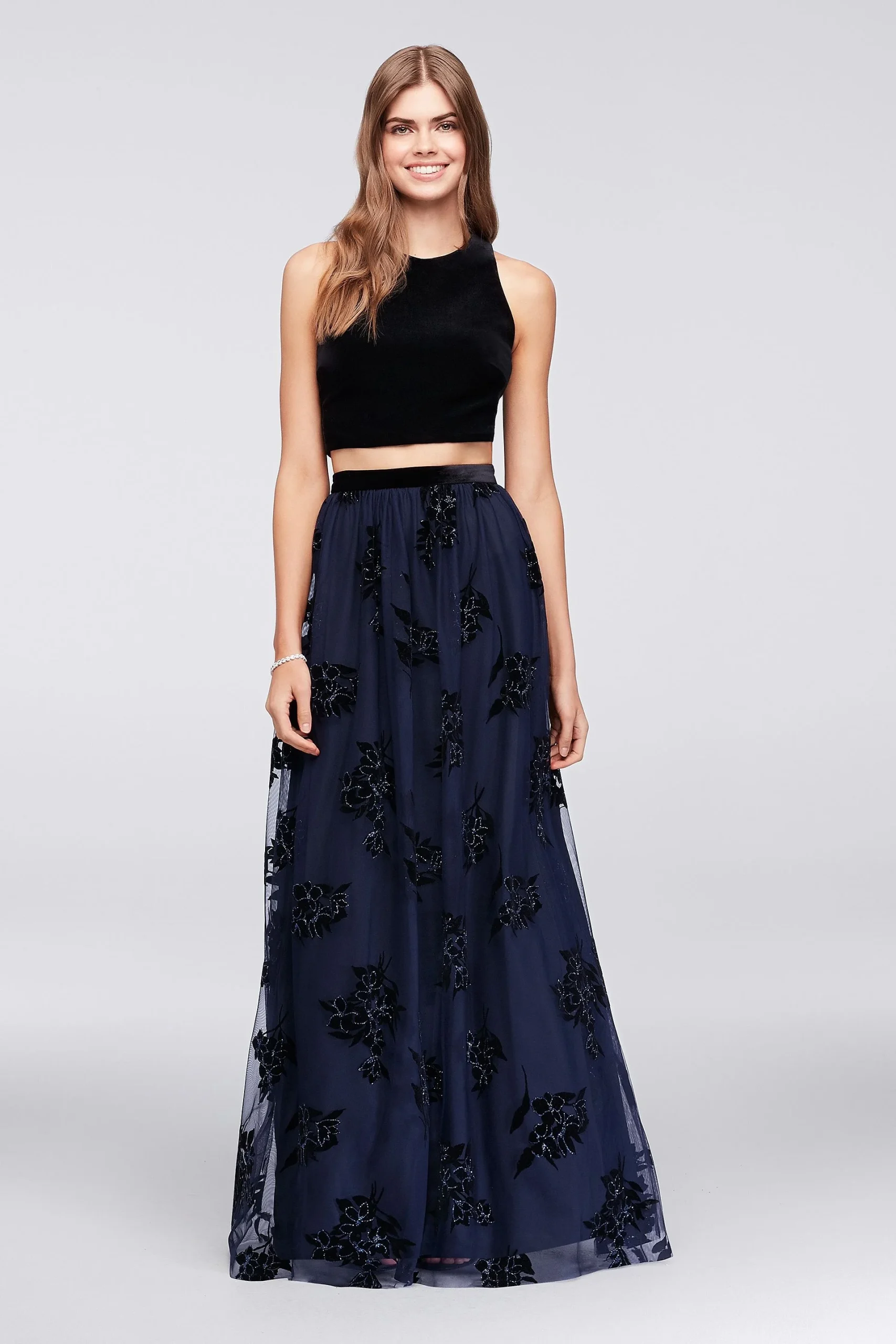 Strappy Velvet Top and Tulle Skirt Set
