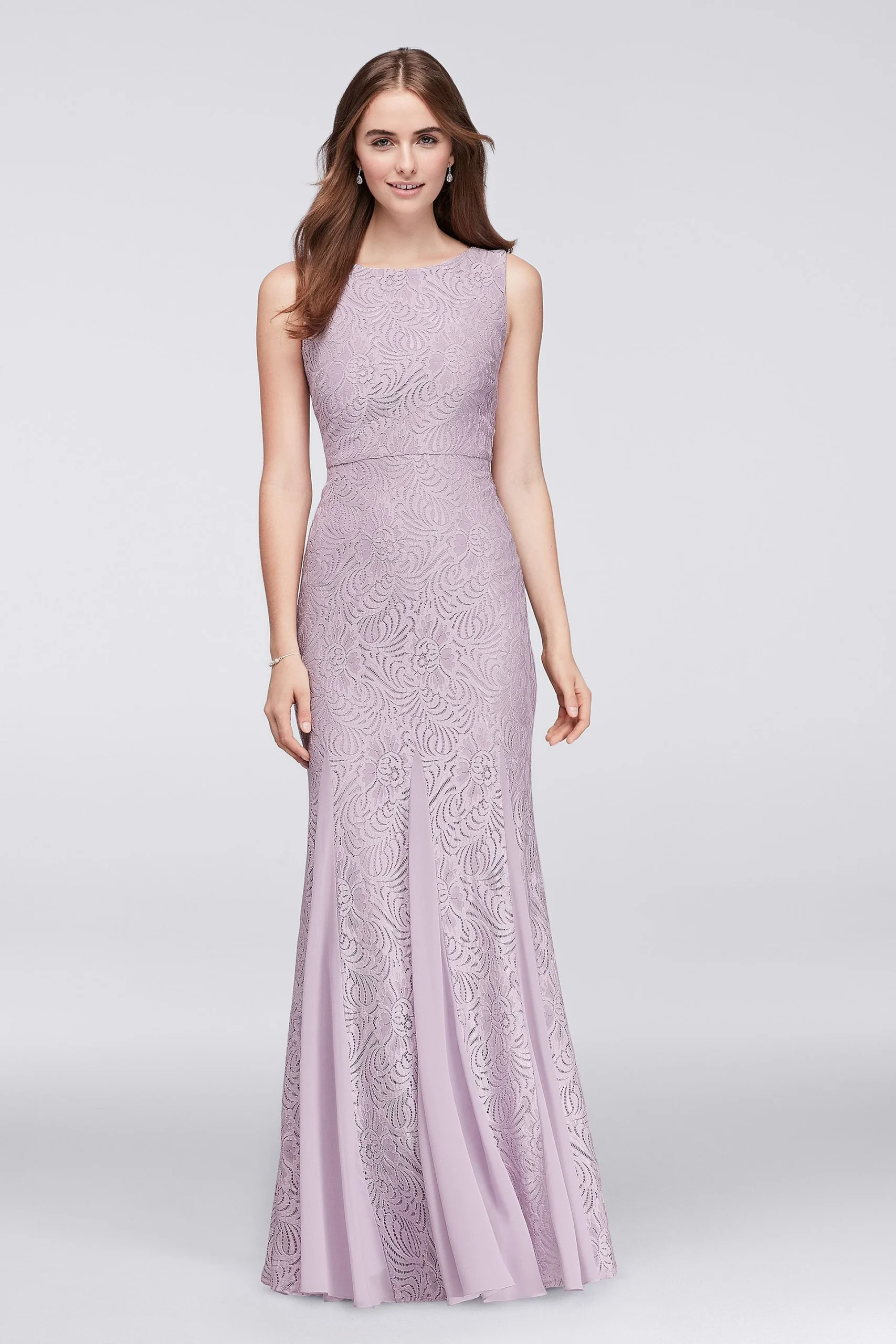 Stretch Lace Bridesmaid Dress with Godet Skirt