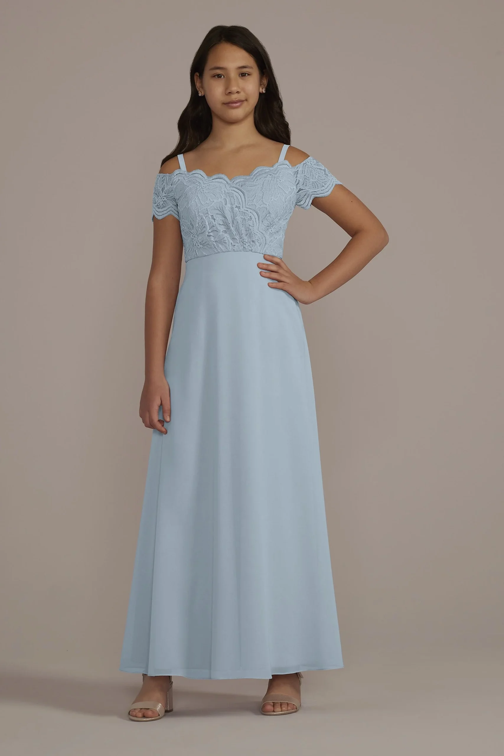Stretch Lace Chiffon Junior Dress