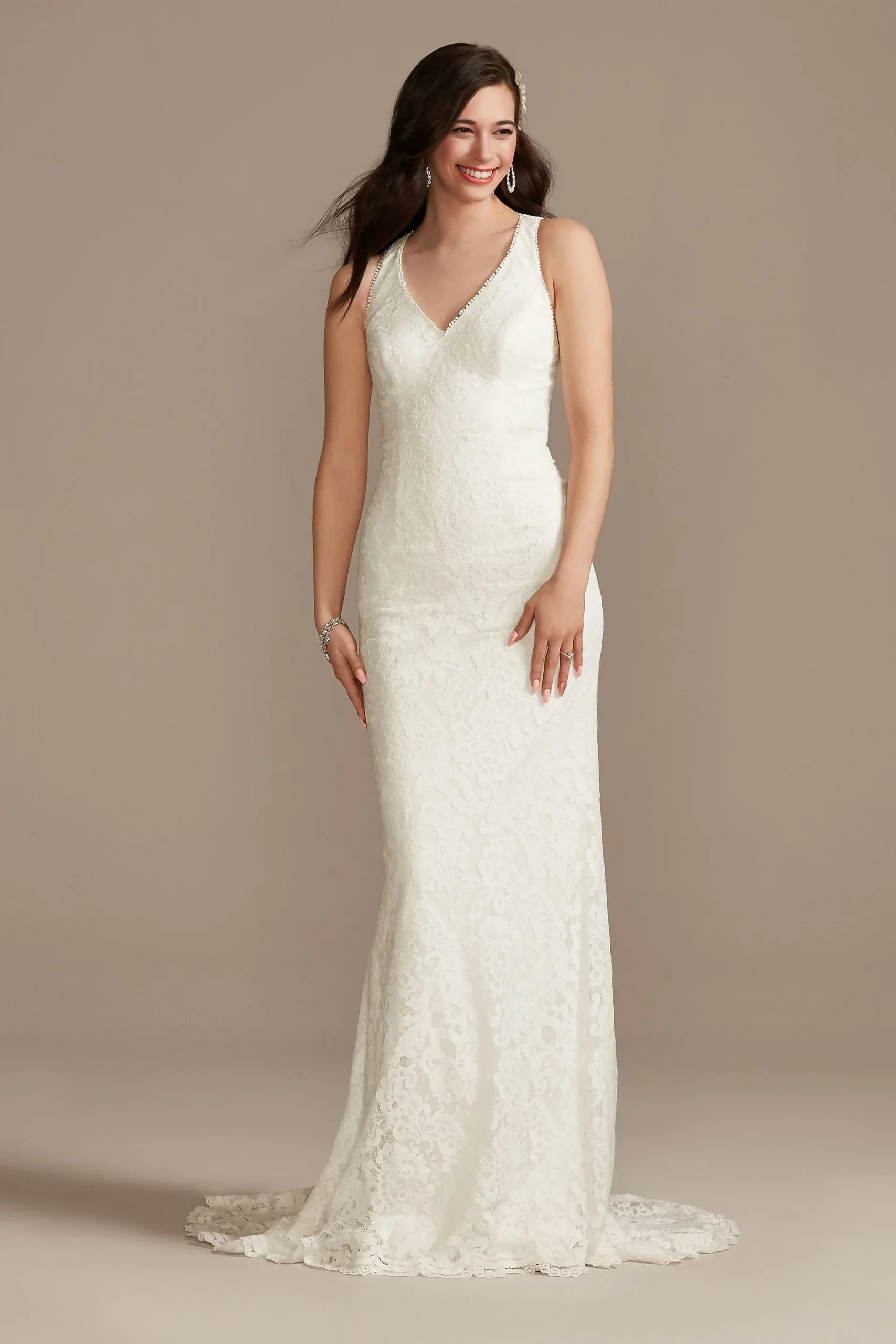 Stretch Lace Halter Plus Wedding Dress