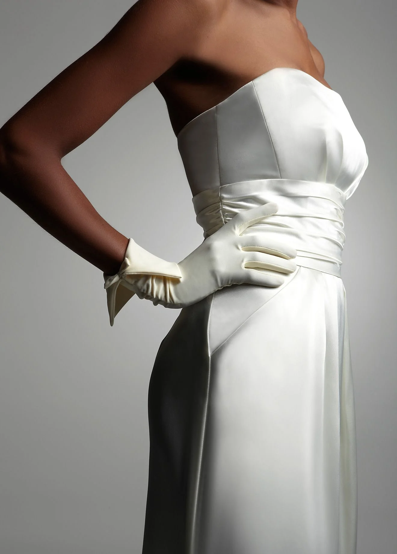 Stretch Satin Glove with Foldover Cuff