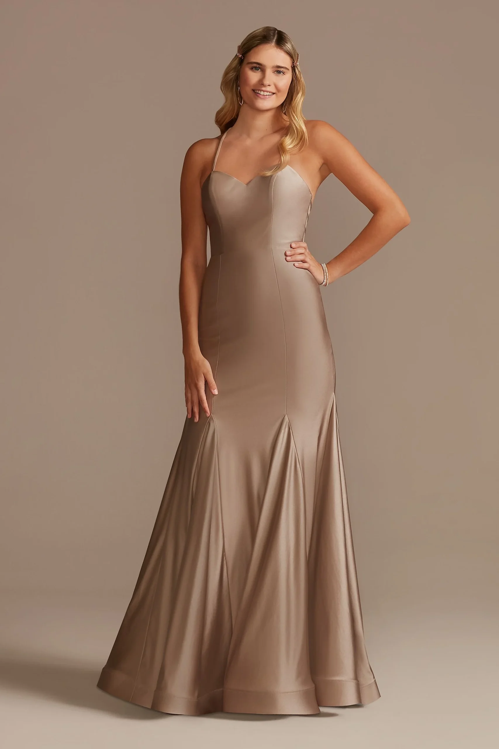 Stretch Satin Sweetheart Trumpet Gown