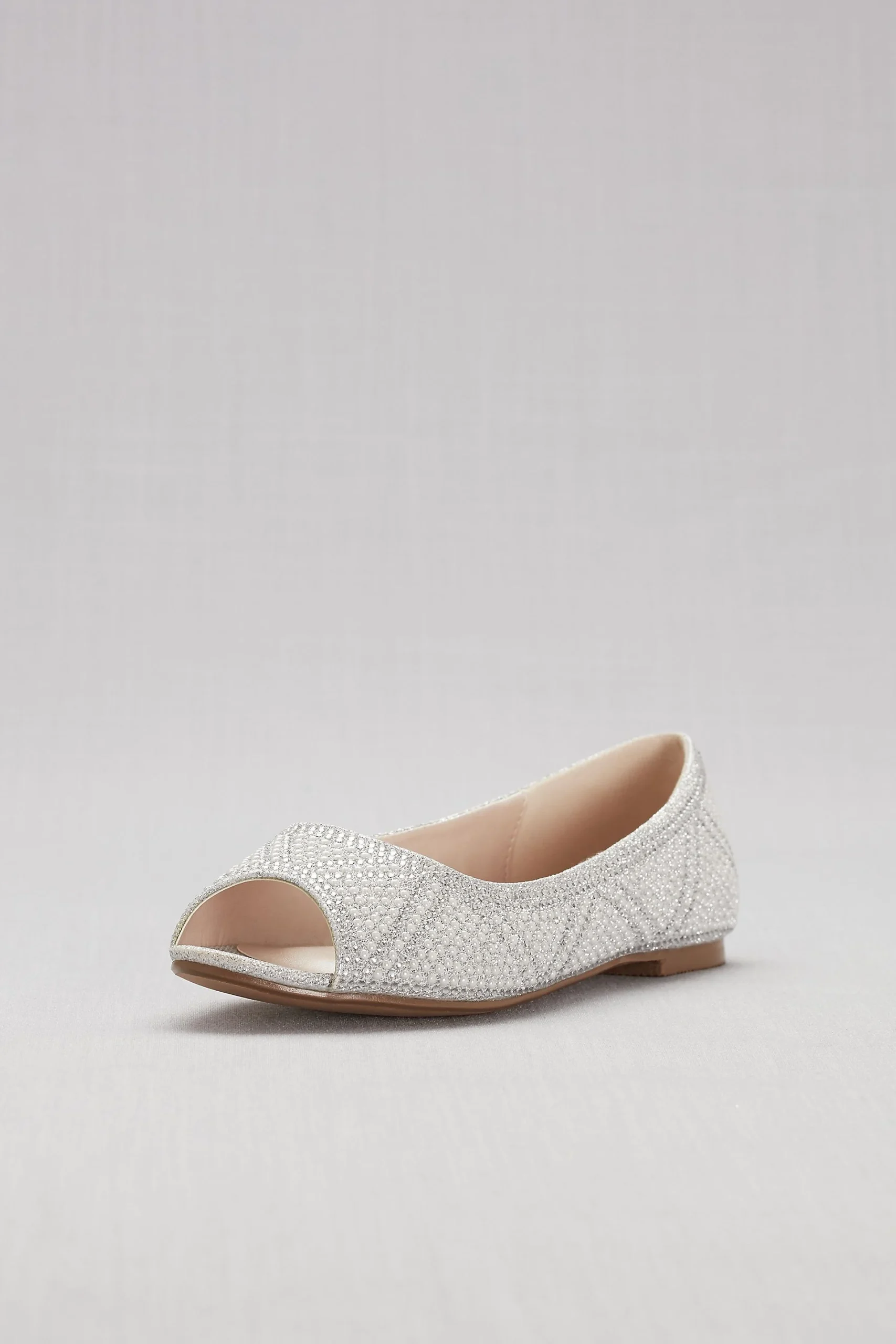 Studded Pearl and Crystal Peep-Toe Flats