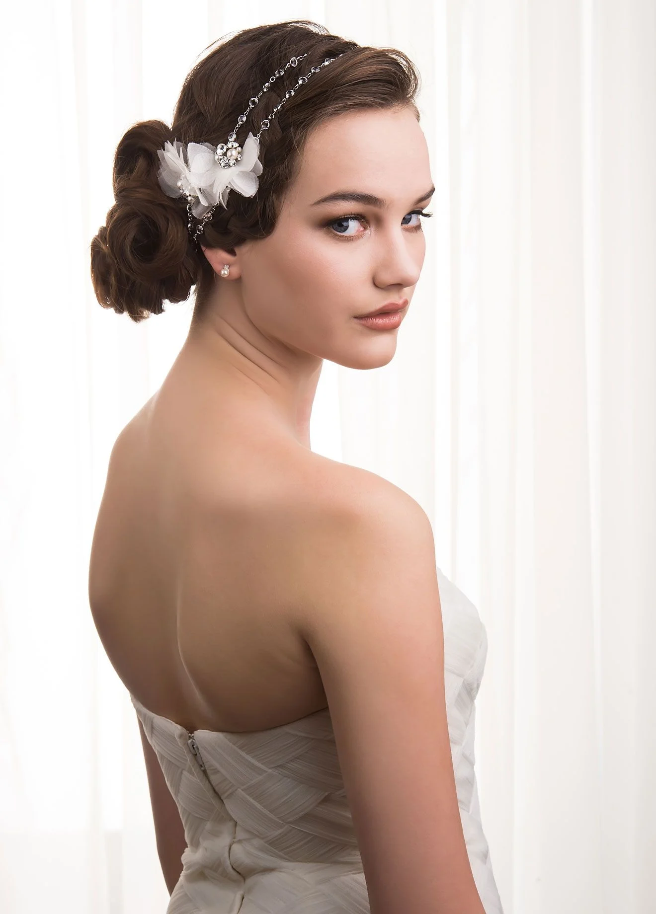 Swarovski Crystal Silk Flower Hair Wrap