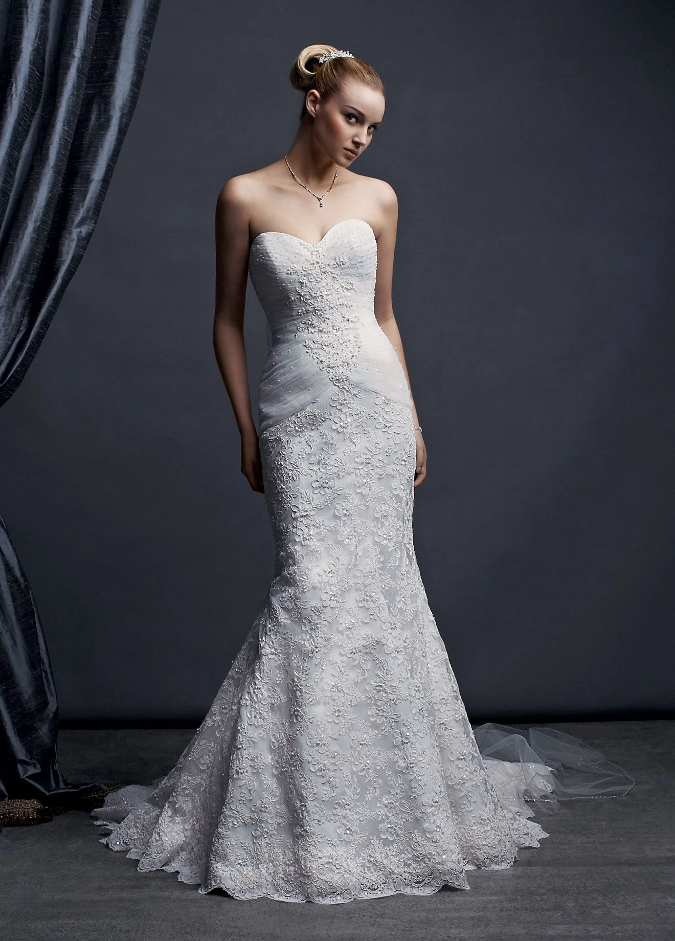 Sweetheart Beaded Lace Trumpet Gown