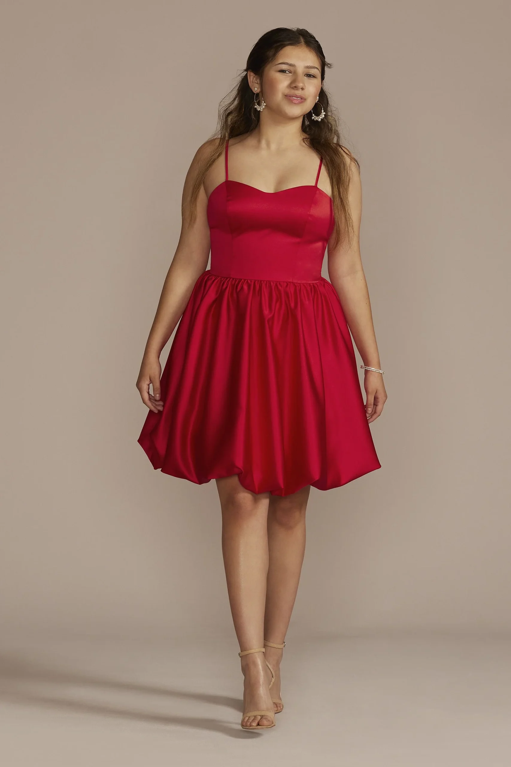 Sweetheart Satin Bubble Hem Mini A-Line Dress