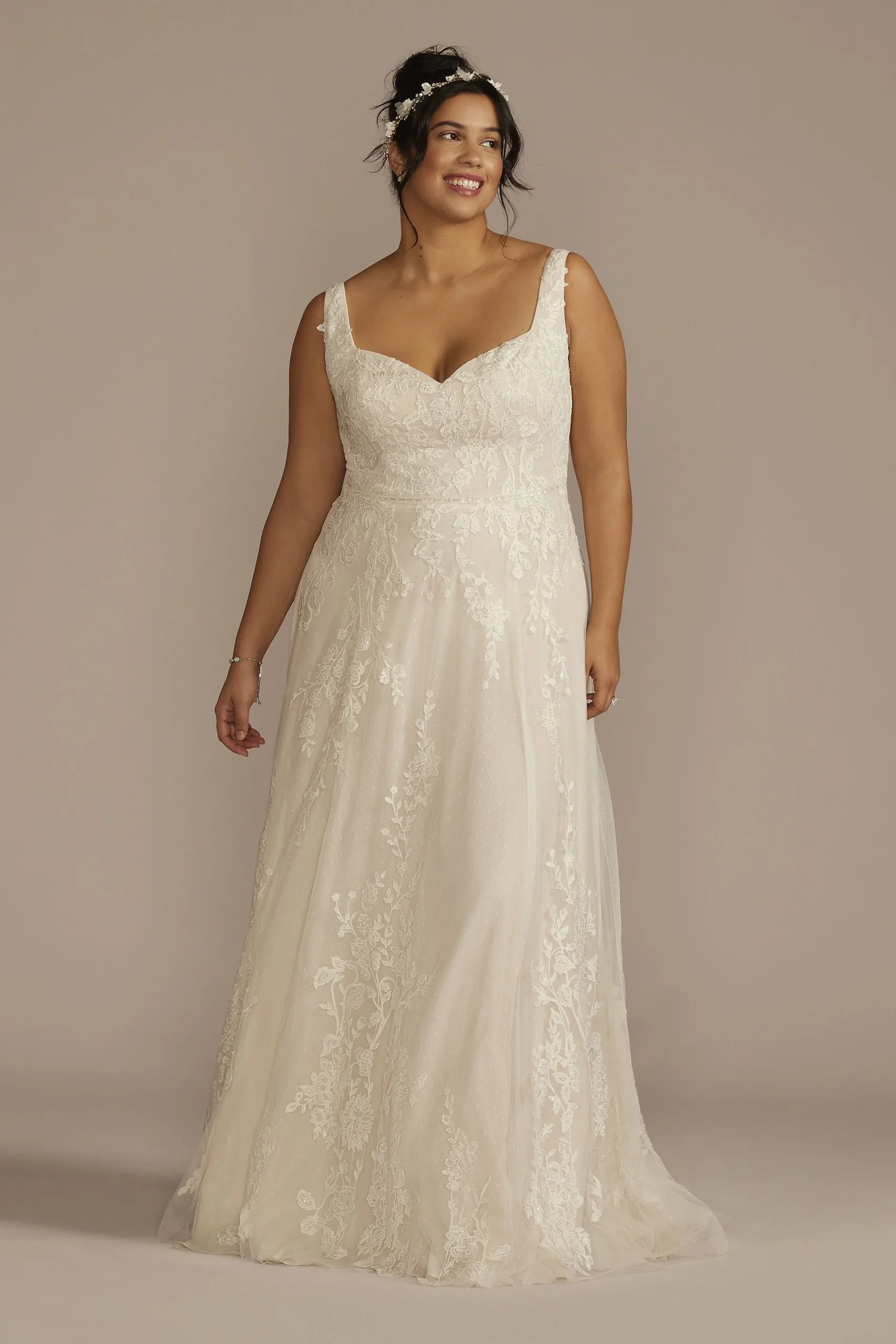 Sweetheart Tank Lace Applique A-Line Wedding Dress
