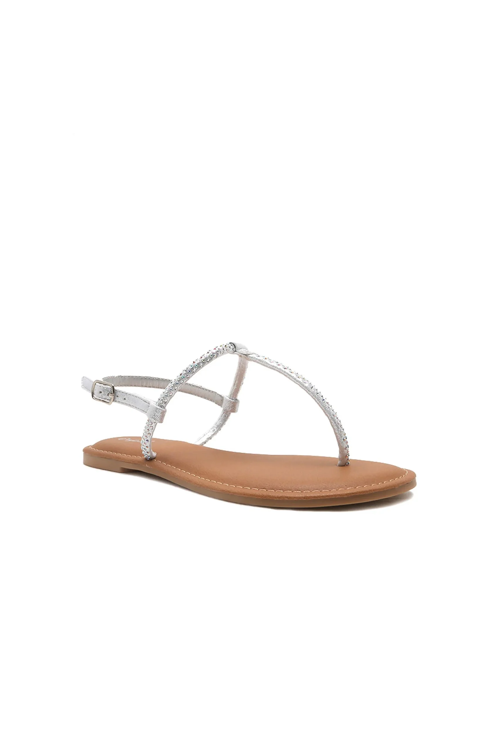 T-Strap Sandal with Scattered Crystals