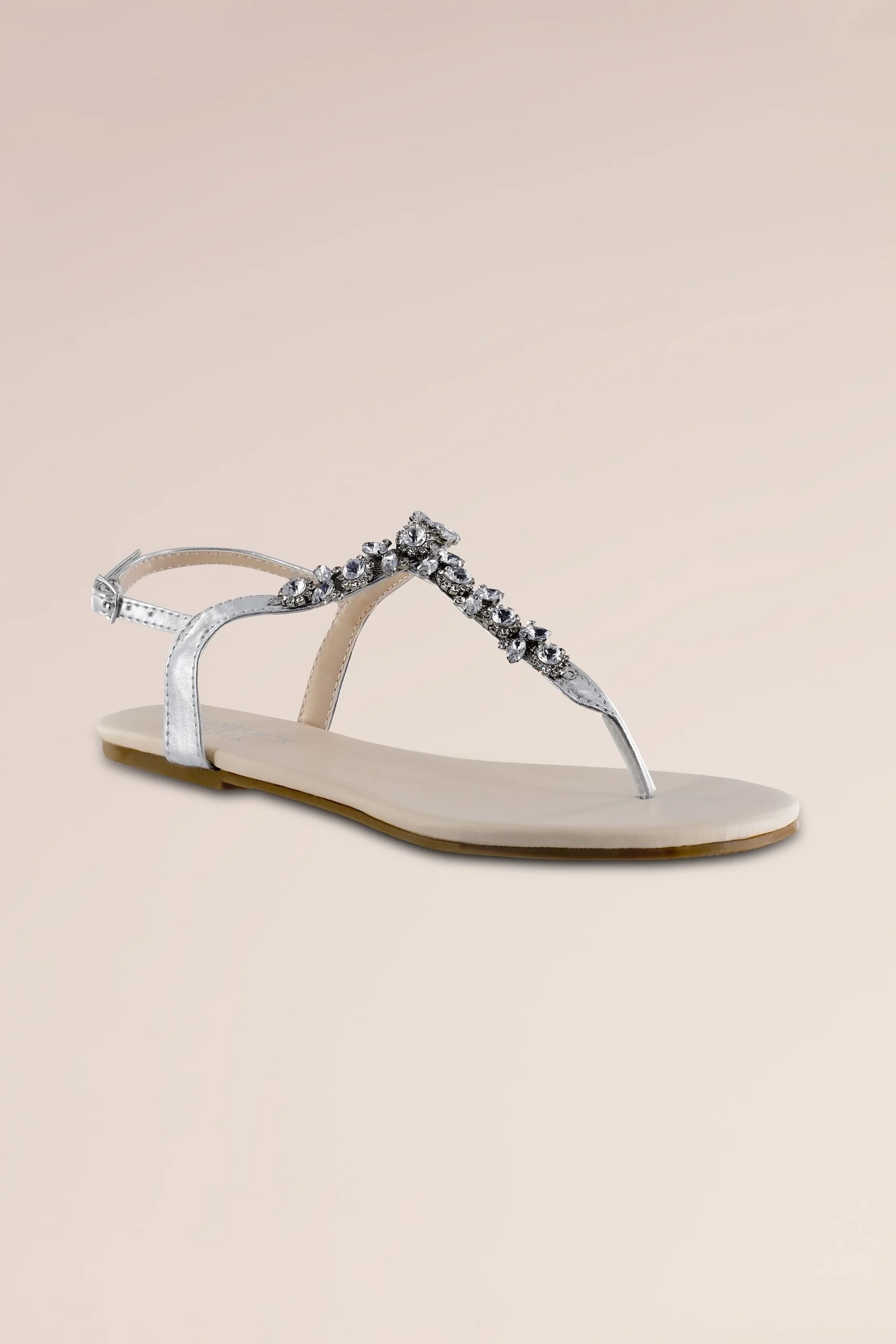 T-Strap Thong Flat Sandals with Stones