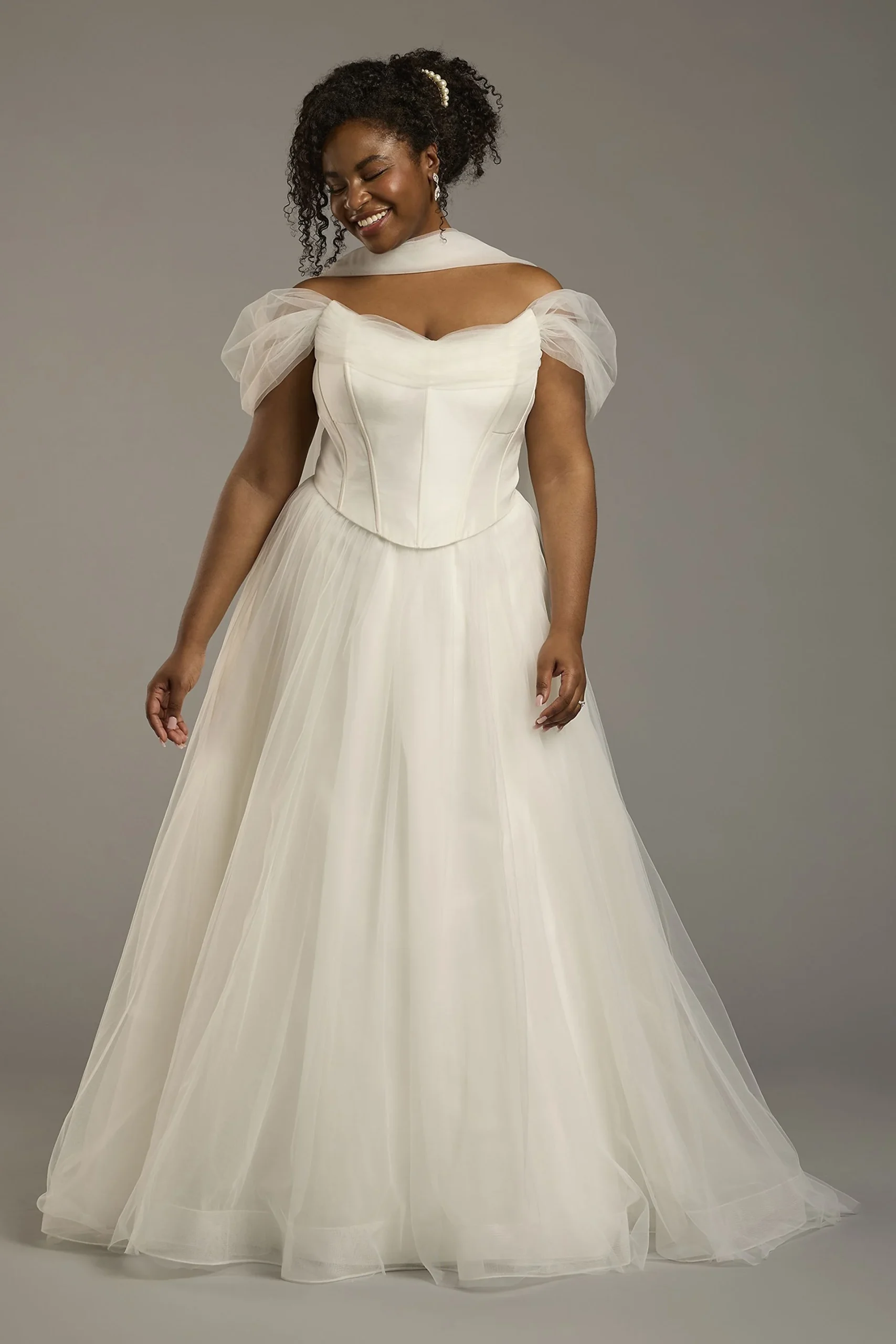 Taffeta Basque Waist A-Line Wedding Dress
