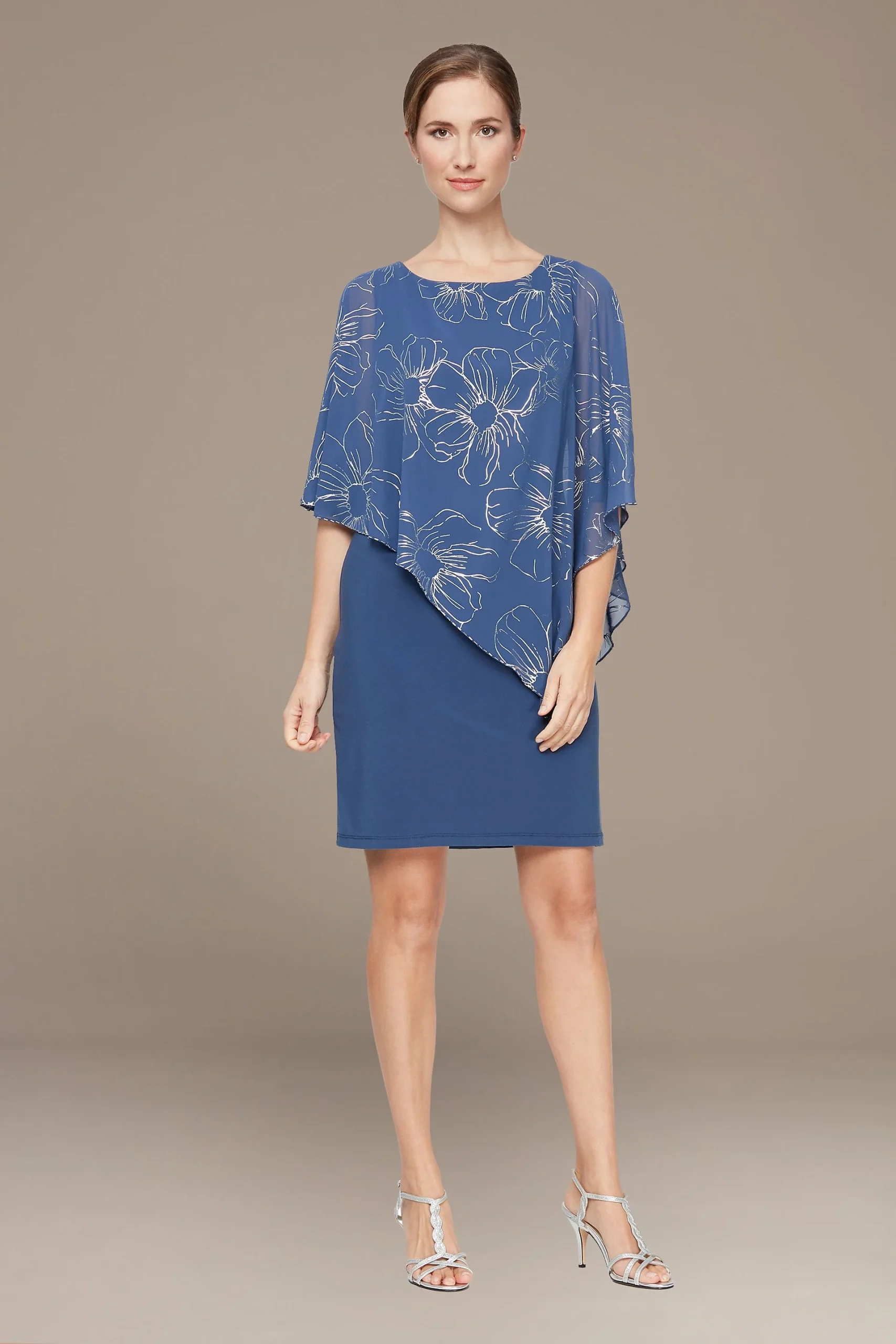 Tank Dress with Asymmetrical Beaded Trim Capelet