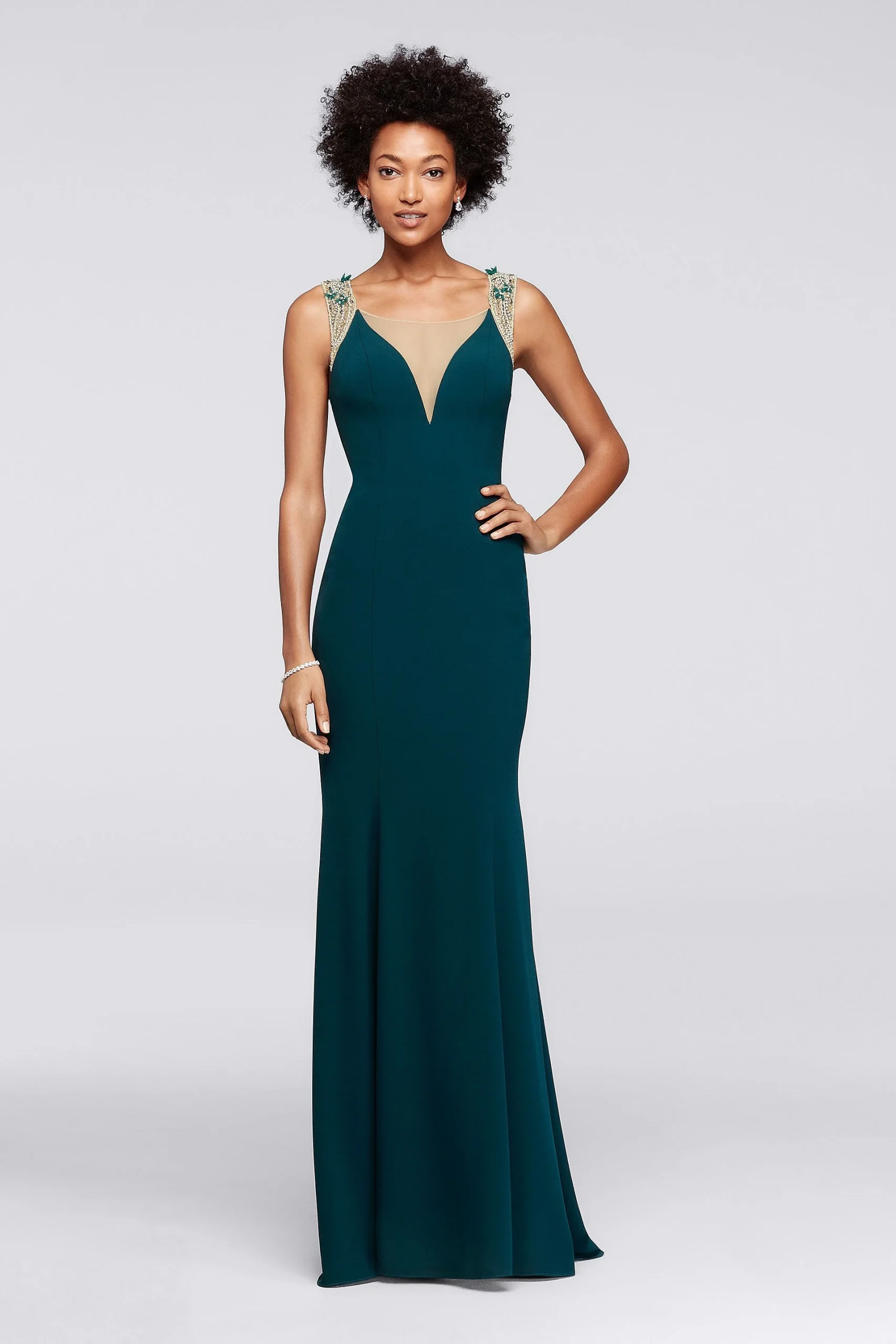 Tank Dress with Deep Illusion V-Neckline