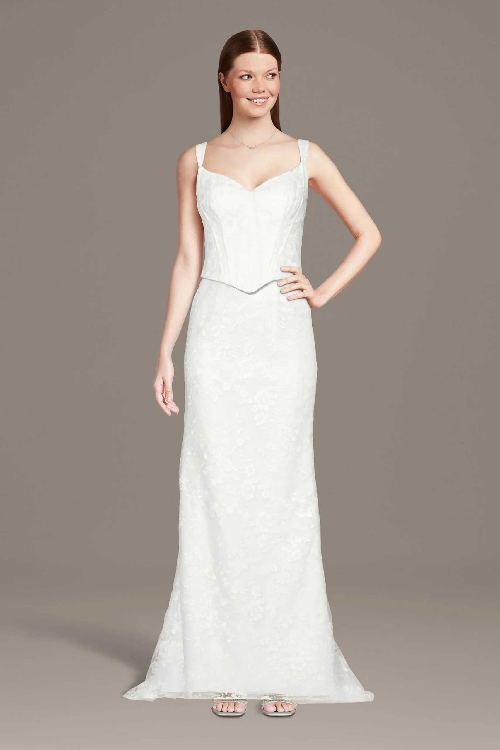 Tank Faux Two-Piece Lace Sheath Wedding Dress