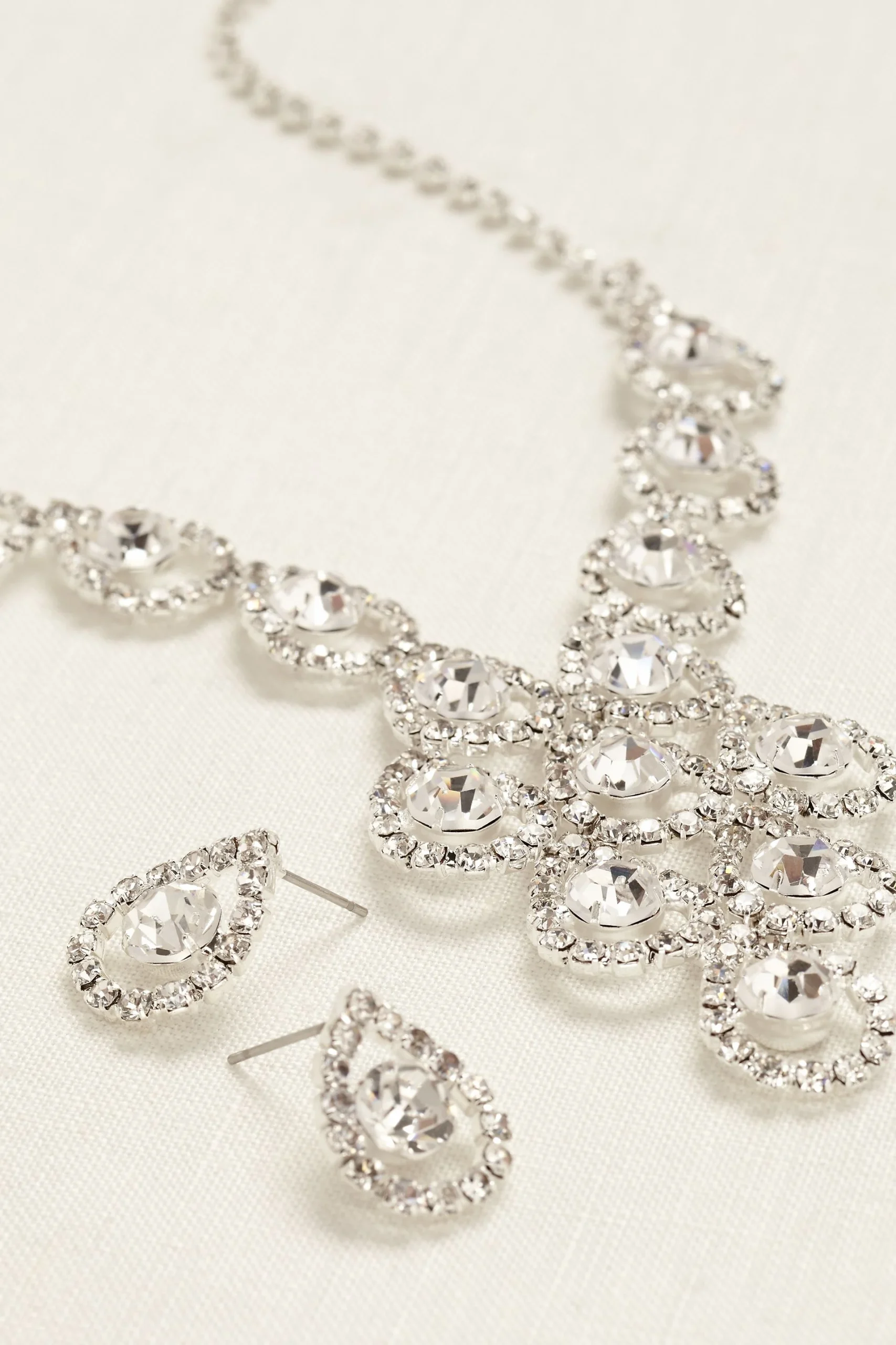 Tear Drop Pave Necklace and Earring Set