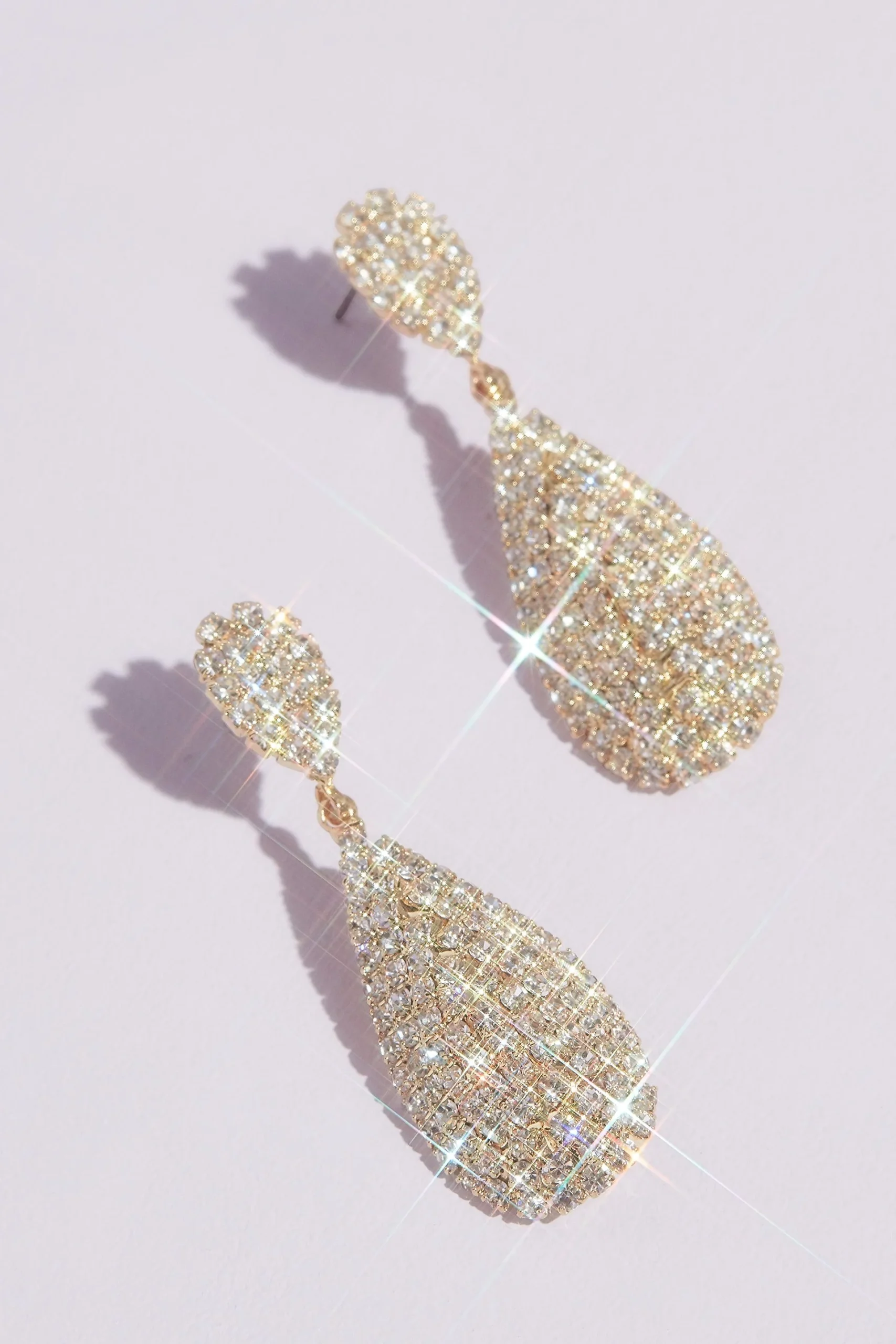 Teardrop Crystal Drop Stud Earrings
