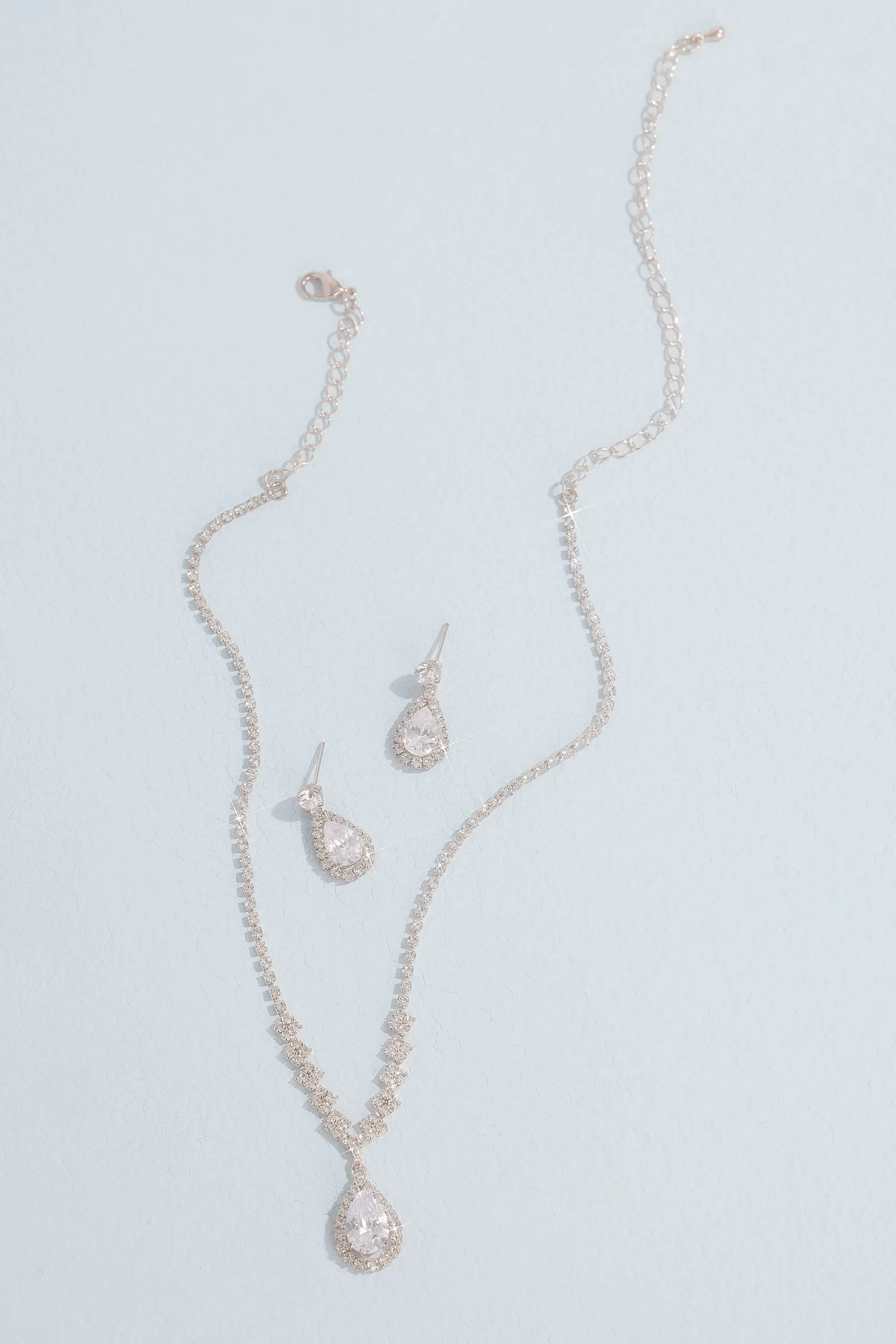 Teardrop Crystal Necklace and Earring Set