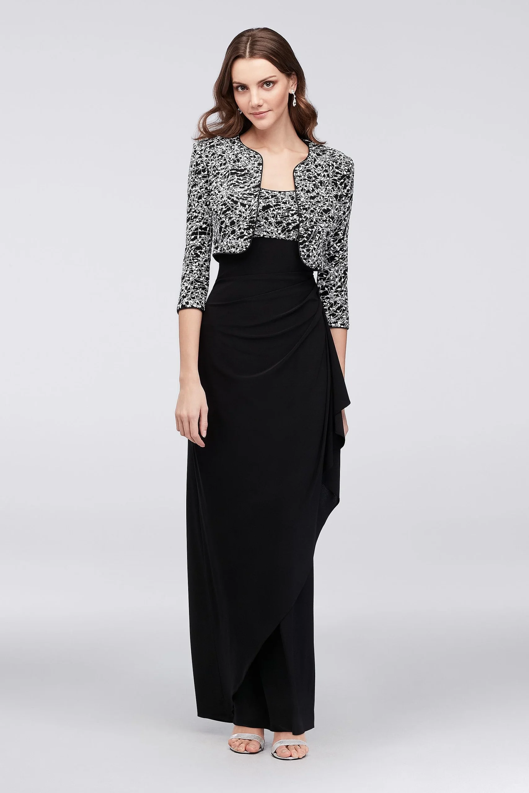 Textural Print Tank Sheath Dress and Jacket
