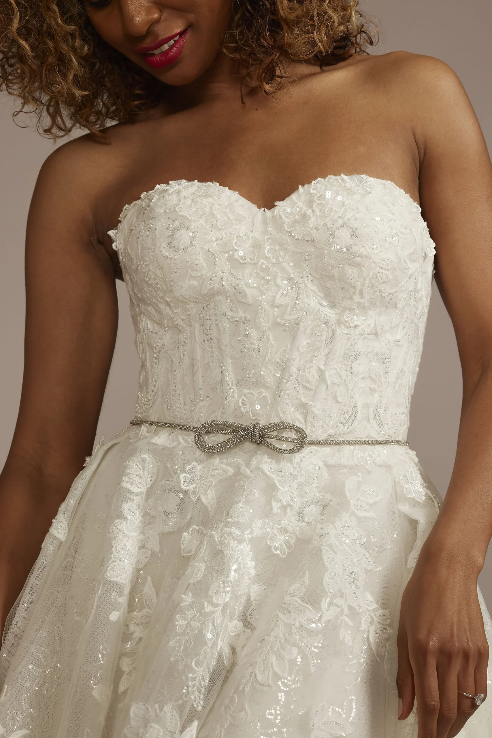 Thin Rhinestone Bow Sash