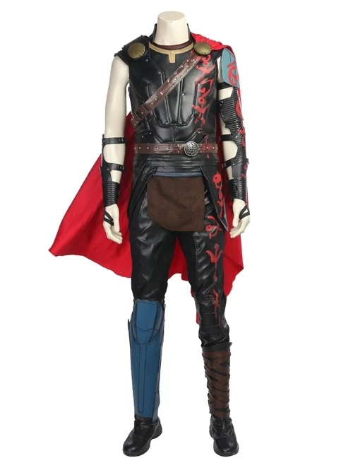 Thor Ragnarok Thor Odinson Black Vest Battle Suit Halloween Cosplay Costume Full Set