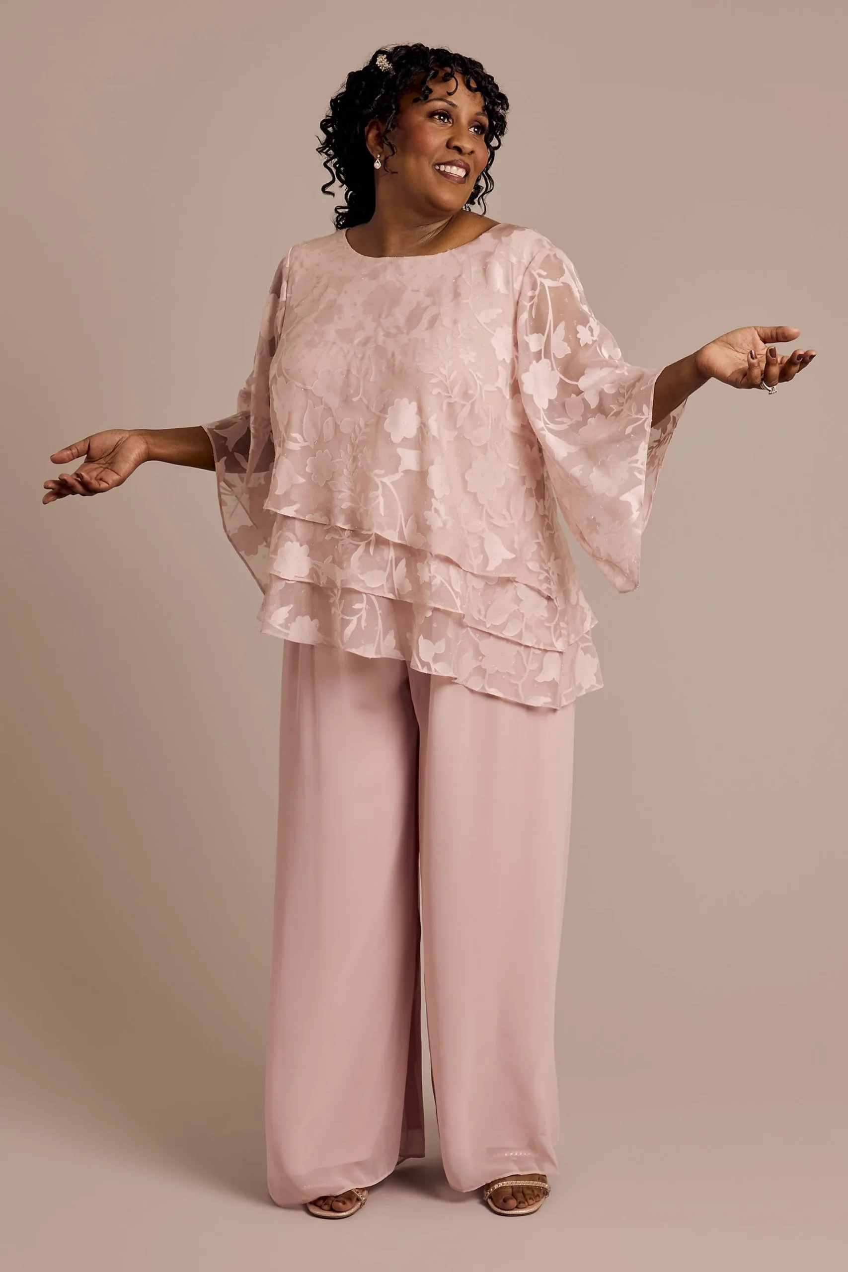 Tiered Chiffon Popover Top