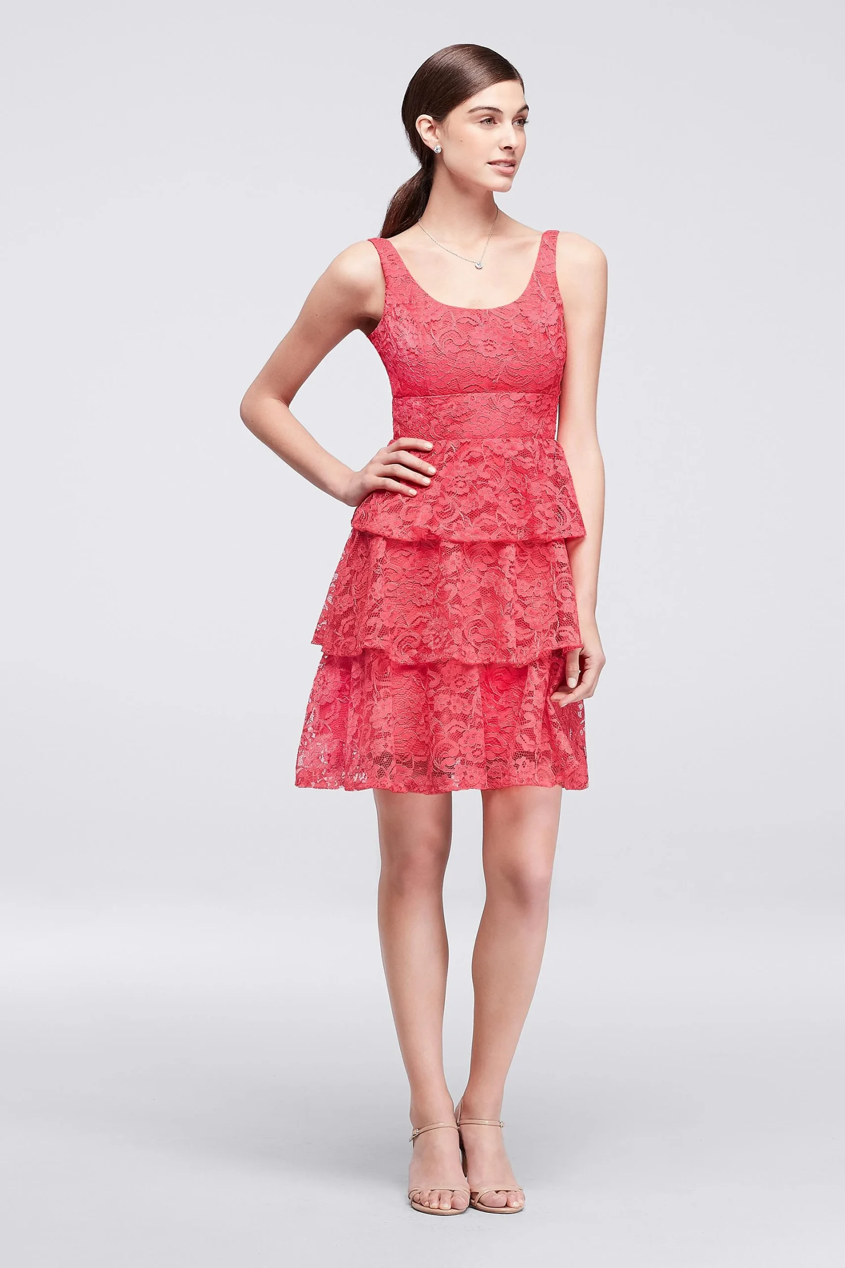 Tiered Lace Sleeveless Short Dress