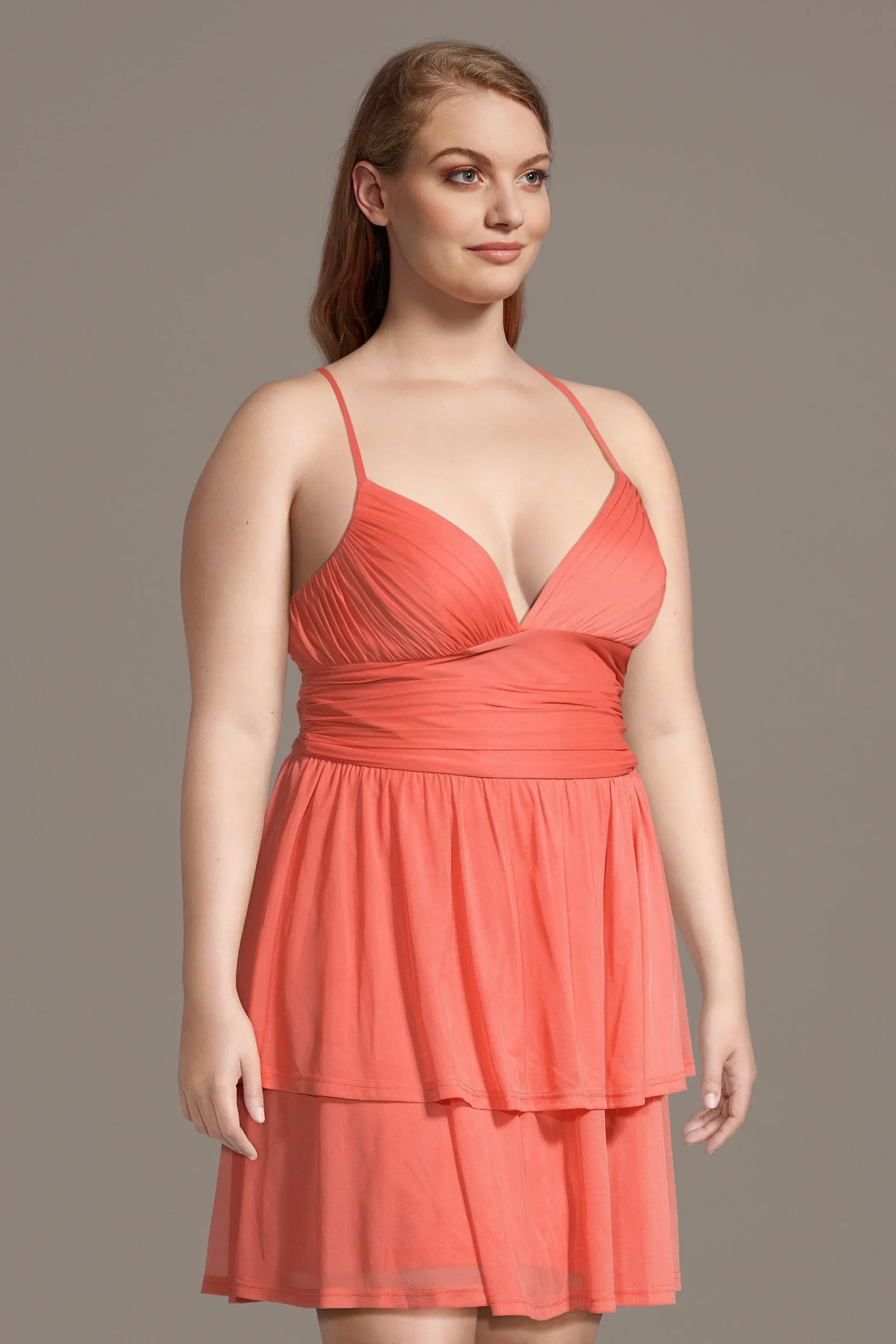 Tiered Mesh A-Line Mini Dress