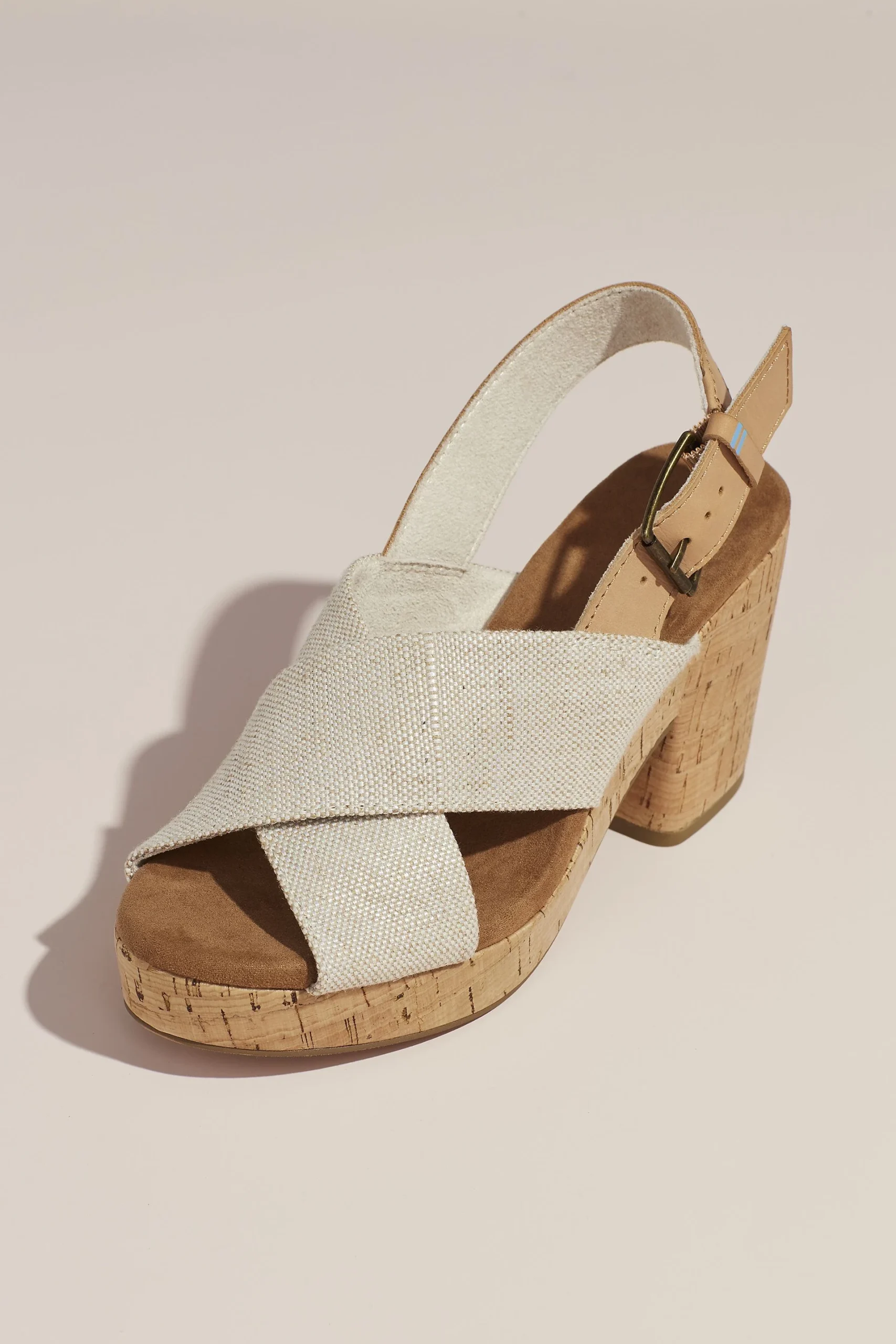 TOMS Crisscross Strap Cork Block Heel Sandals