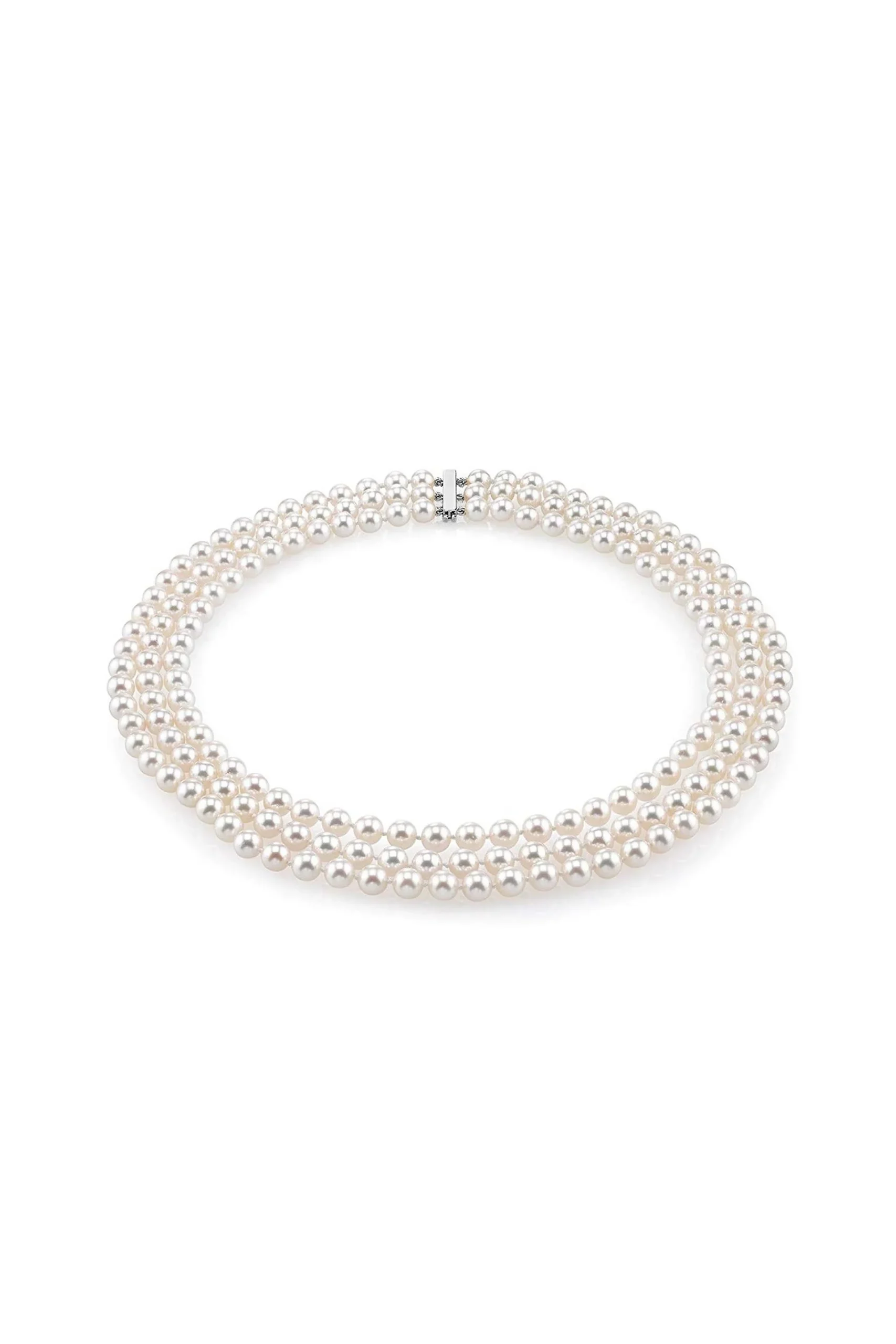 Triple Strand White Freshwater Pearl Necklace