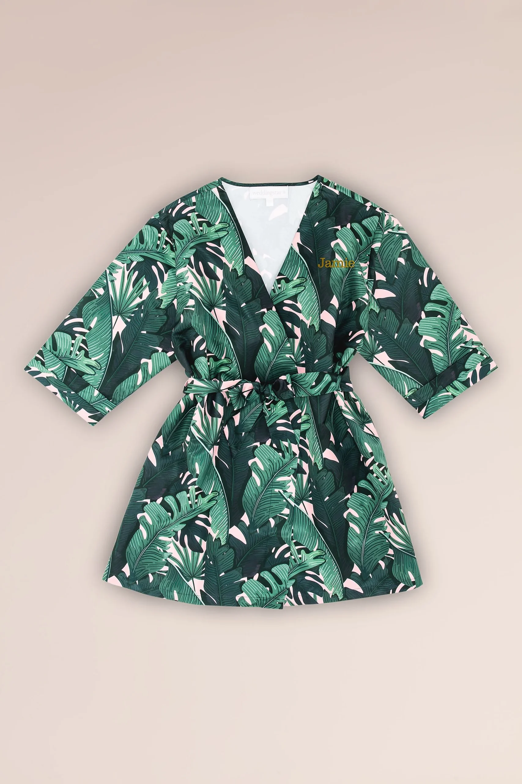Tropical Embroidered Junior Bridesmaid Satin Robe
