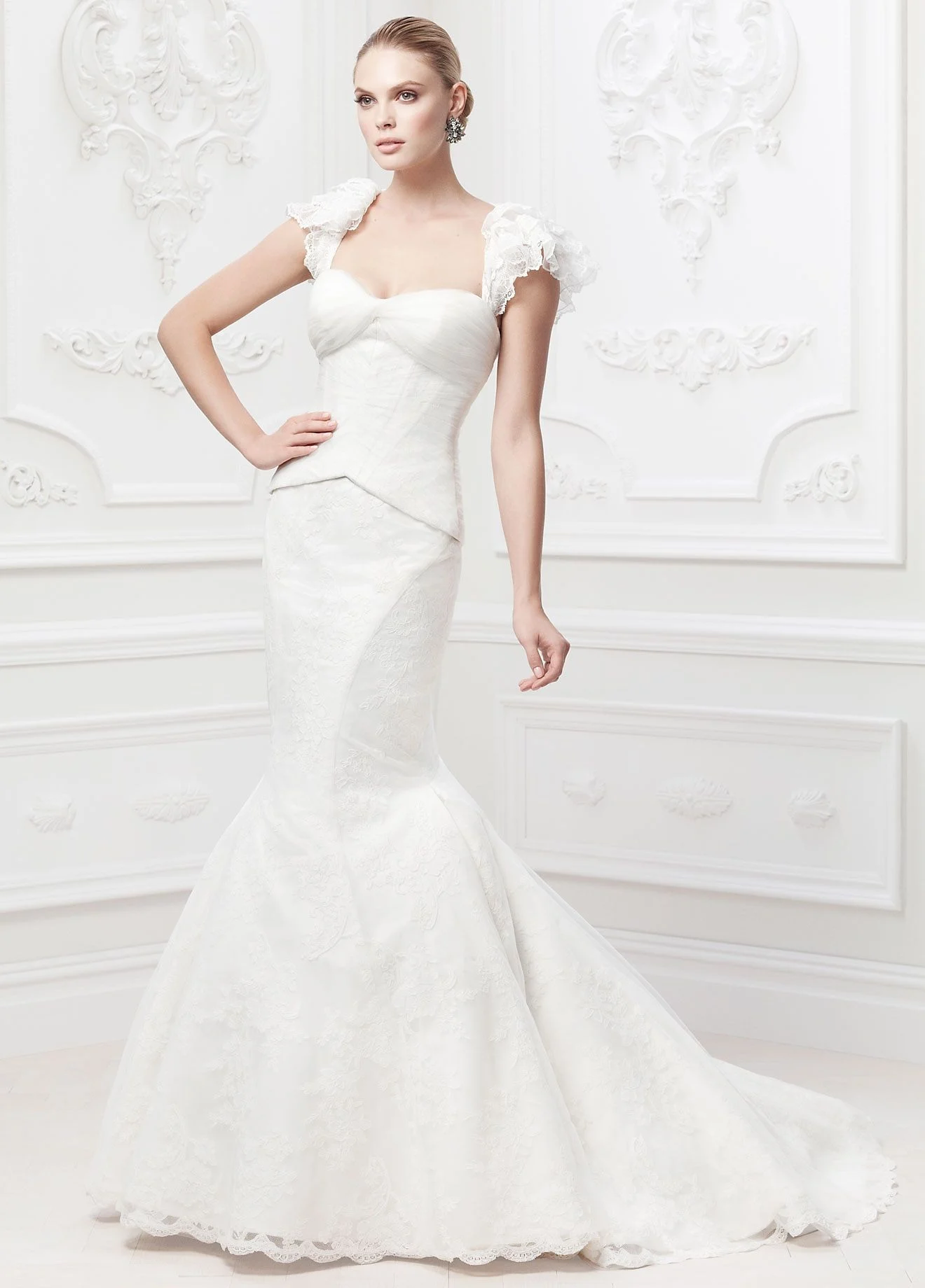 Truly Zac Posen Flutter Sleeve Wedding Dress