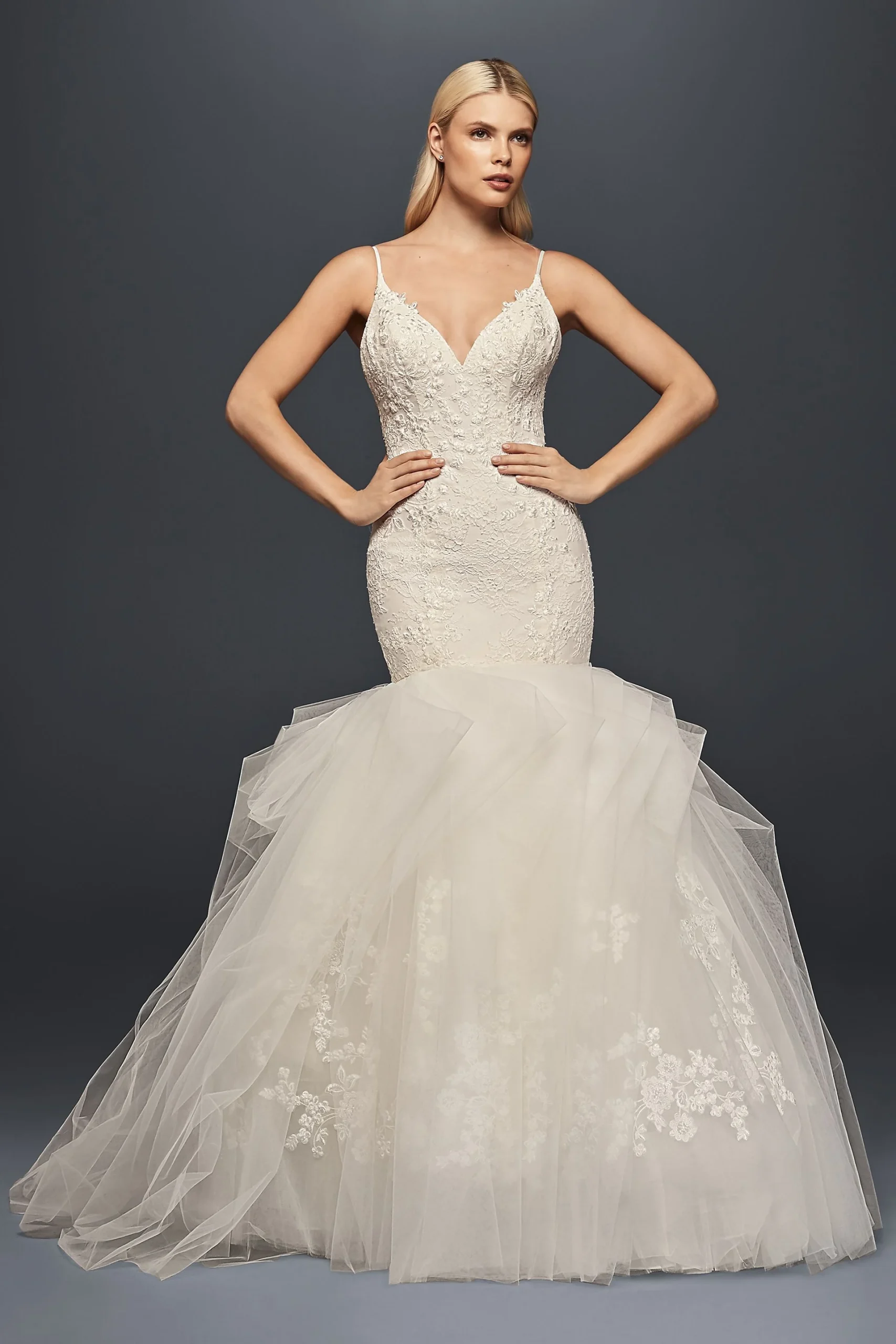 Truly Zac Posen Plunging Trumpet Wedding Dress