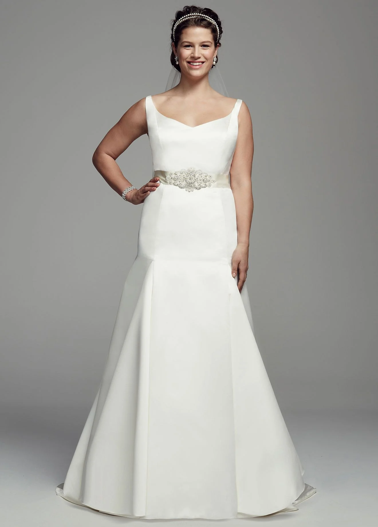 Trumpet Gown with Button Back Detail